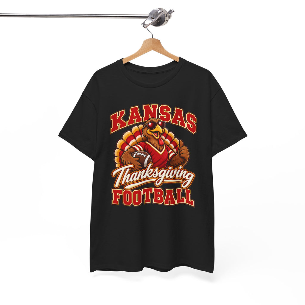 Kansas Thanksgiving Football T‑Shirt — Turkey Mascot Holiday Game Tee