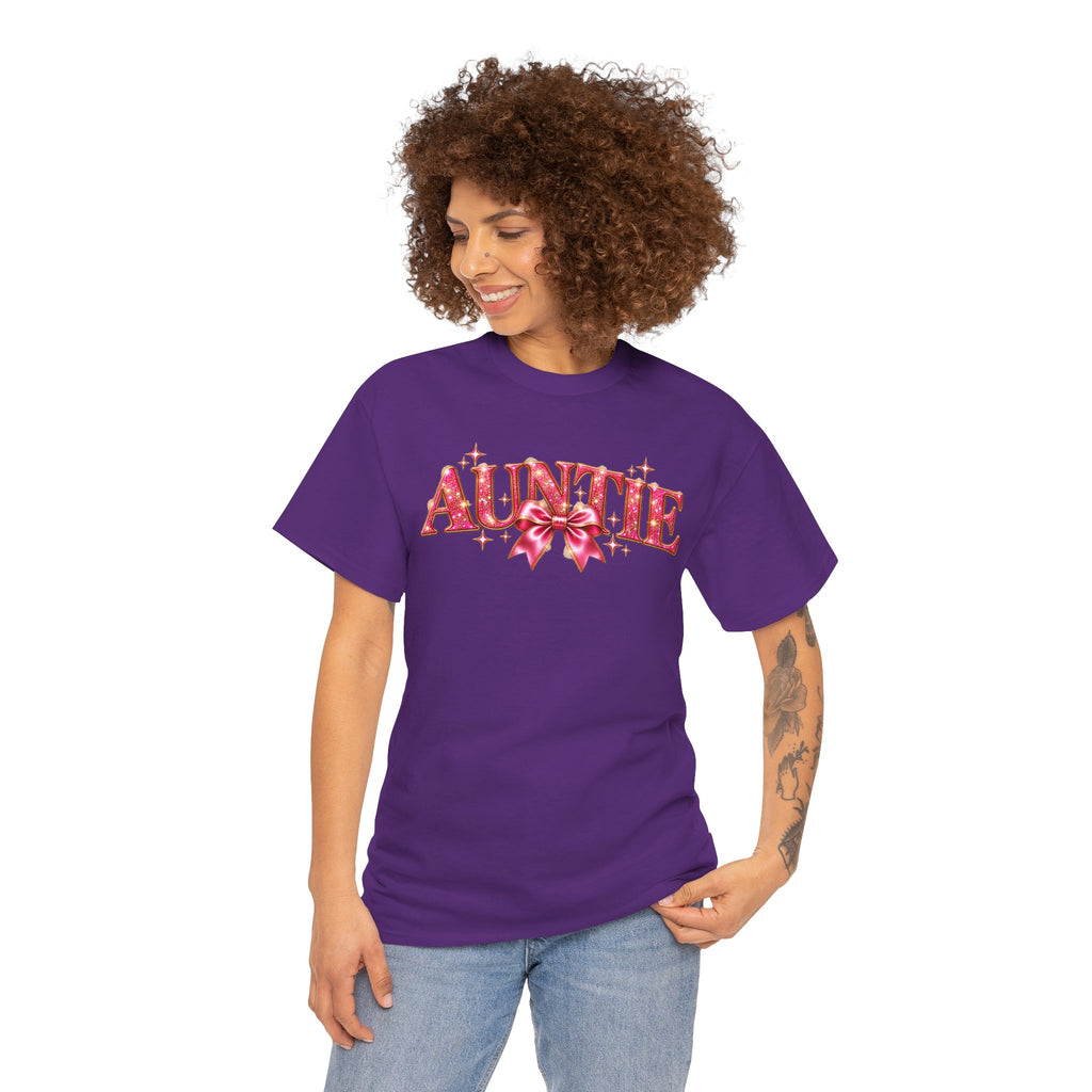 Auntie Graphic T-Shirt | Pink Bow Design