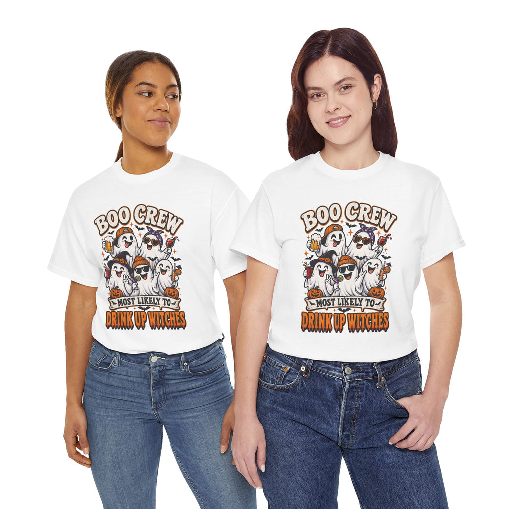 Boo Crew Halloween Tee — "Most Likely to Drink Up Witches" Ghost Party Shirt
