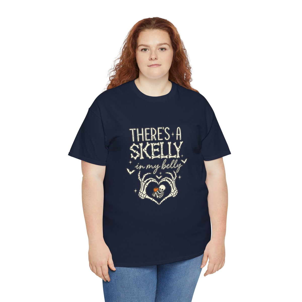 Skeleton Heart T‑Shirt — "There's a Skelly in My Belly" Cute Halloween Tee