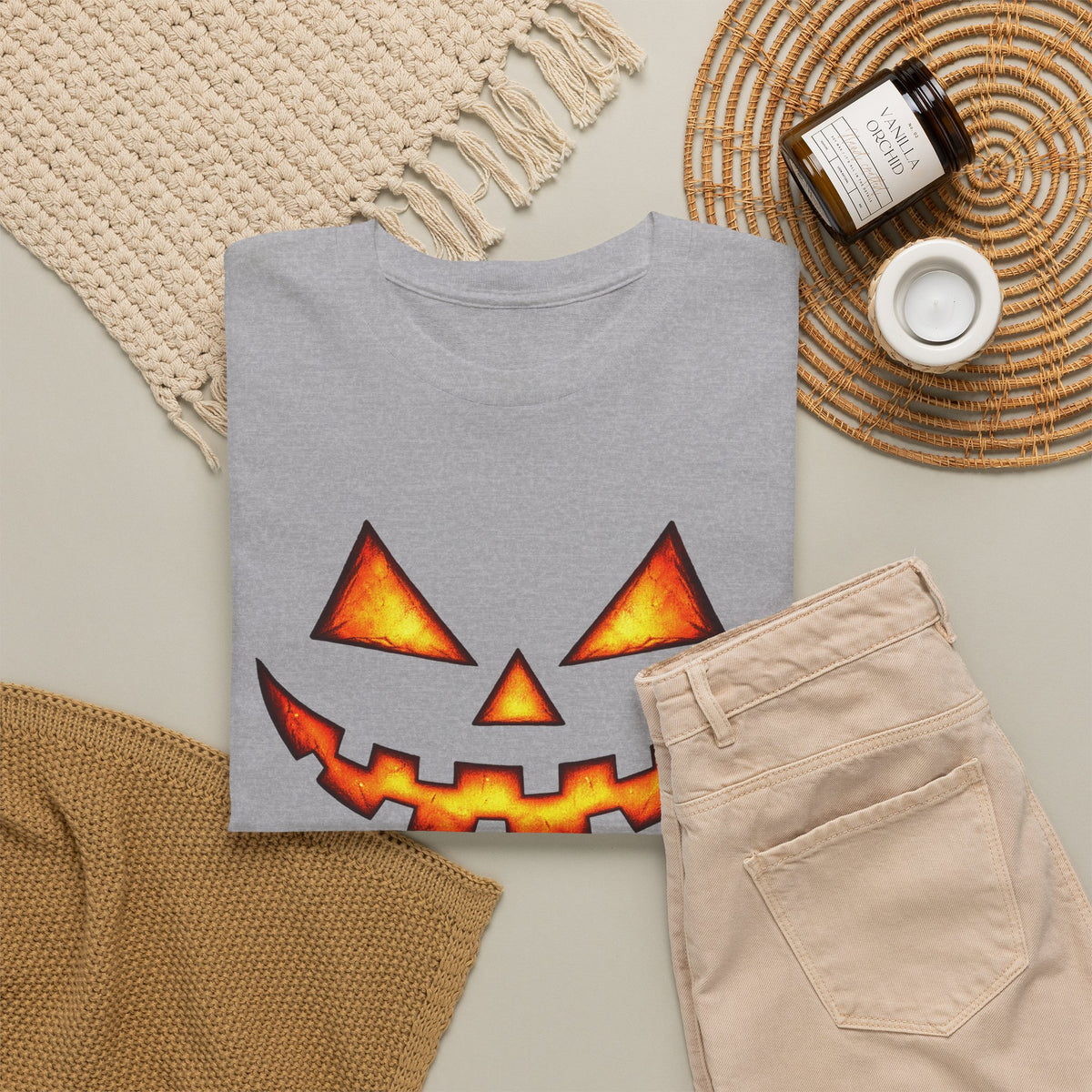 Jack-O'-Lantern Pumpkin Scary Face T-Shirt — Halloween Horror Costume Tee