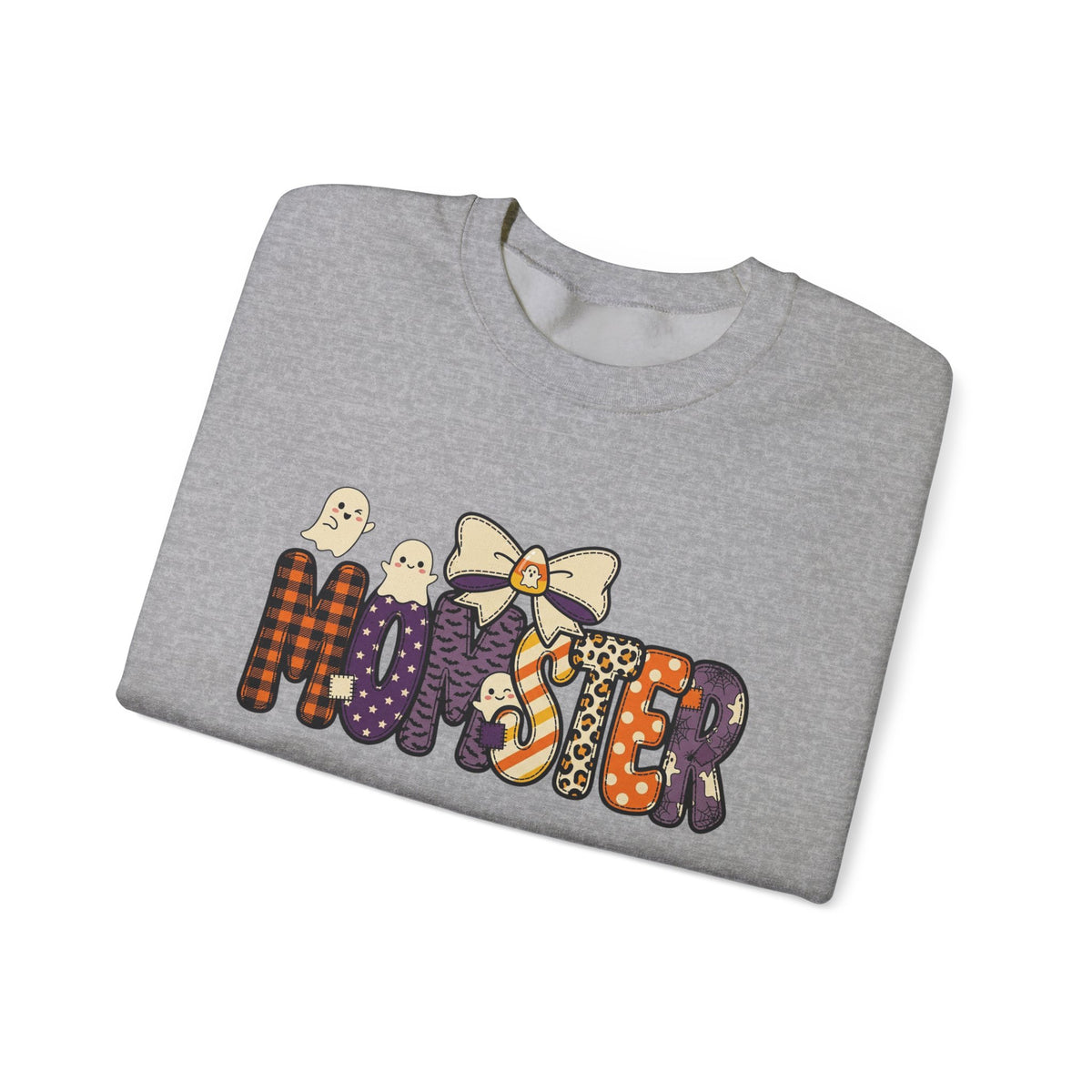 Momster Halloween Sweater | Momster Crewneck Sweatshirt, Halloween mom, purple orange spooky lettering