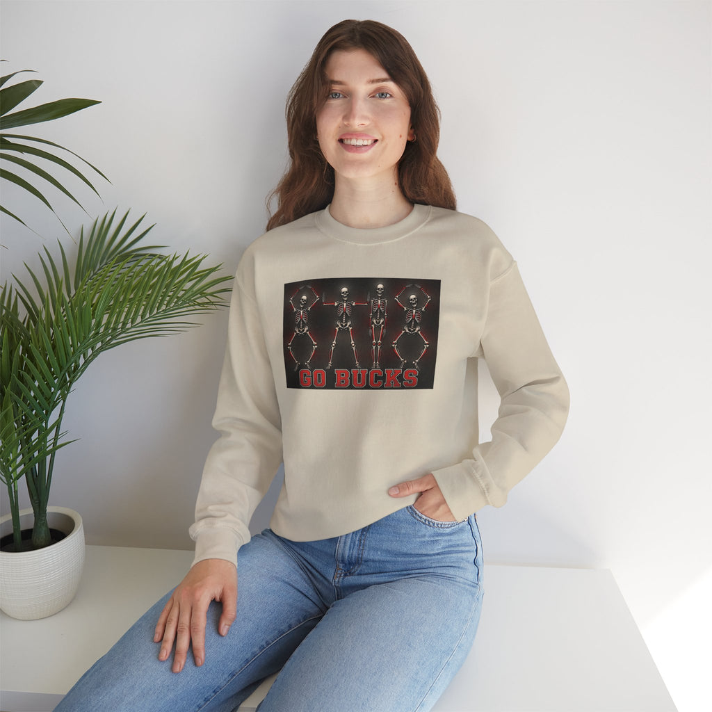 Crewneck Sweatshirt — 'Go Bucks' Dance Skeletons Graphic