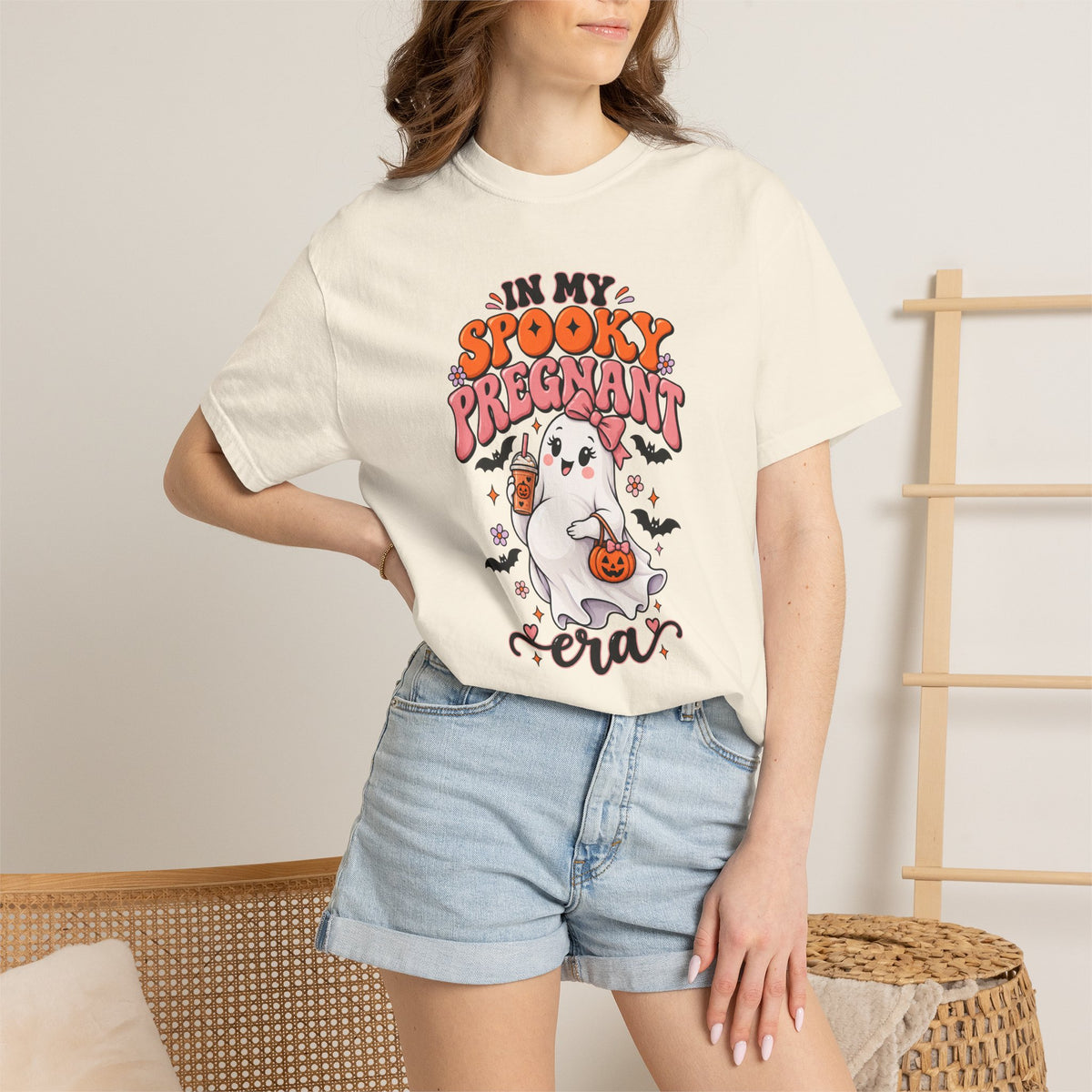 Pregnant Halloween T-Shirt — "In My Spooky Pregnant Era" Cute Ghost Maternity Tee