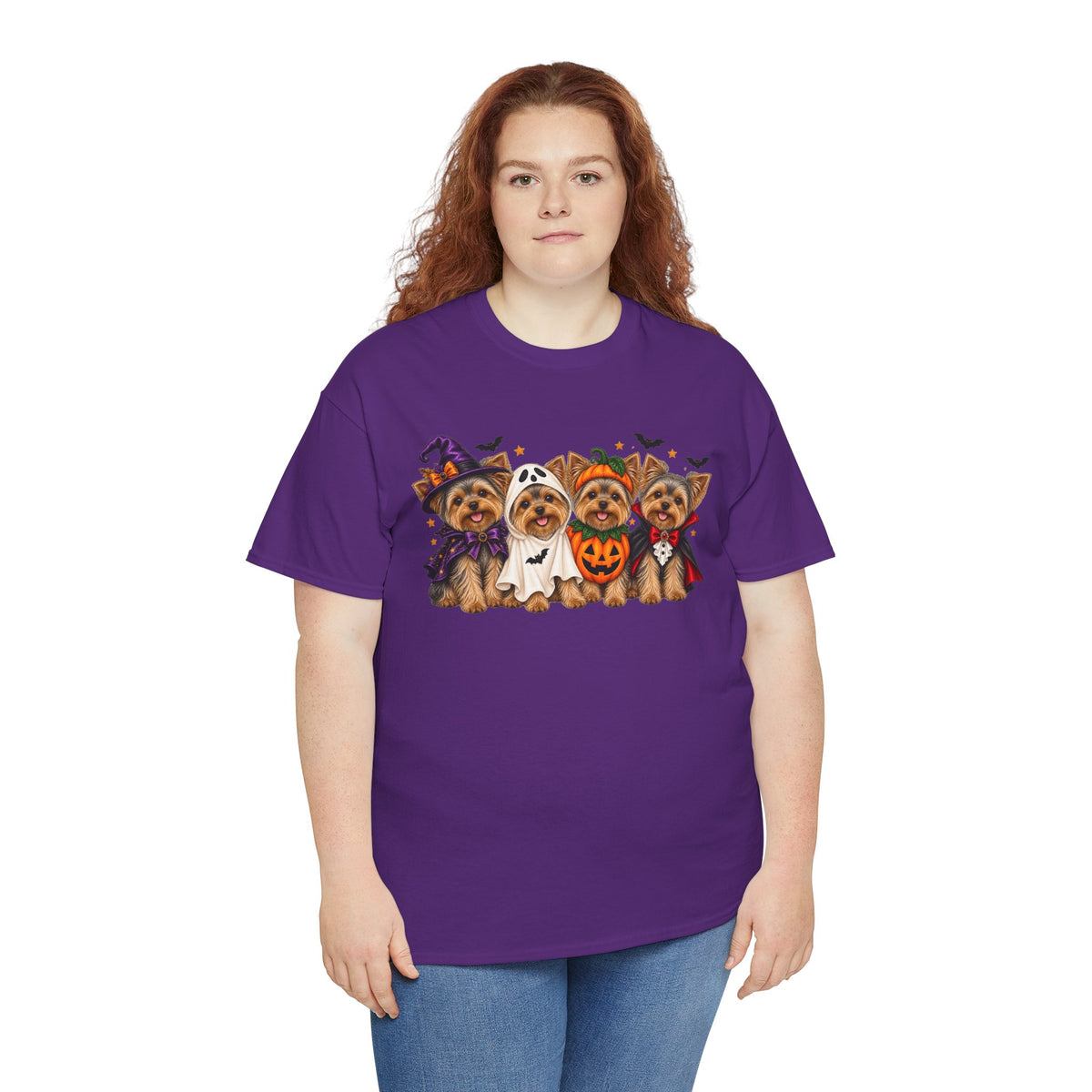 Halloween Yorkie T-Shirt — Cute Yorkies in Costumes (Pumpkin, Ghost, Witch, Vampire)