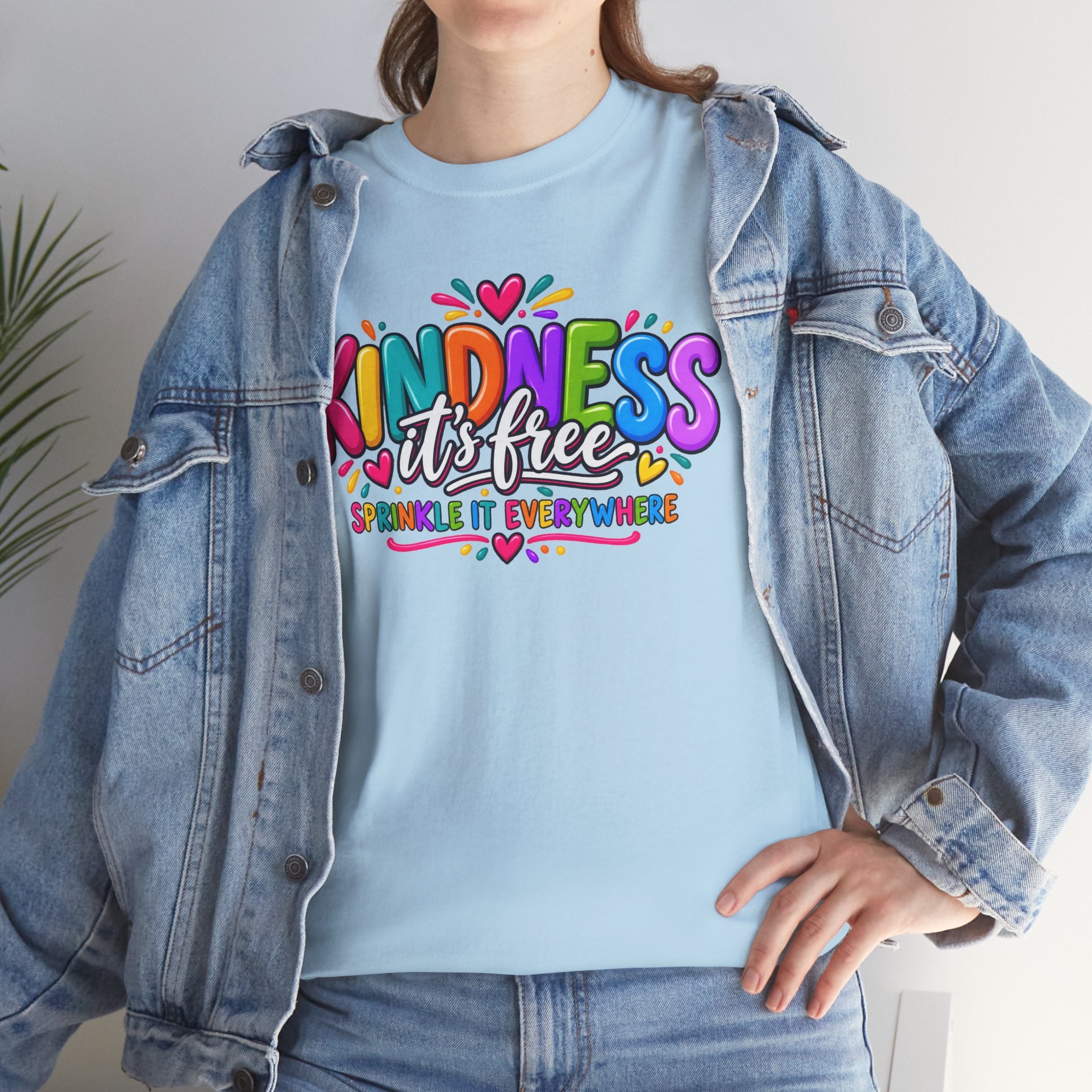 Kindness Is Free Rainbow Tee — Cute Positive Message T-Shirt