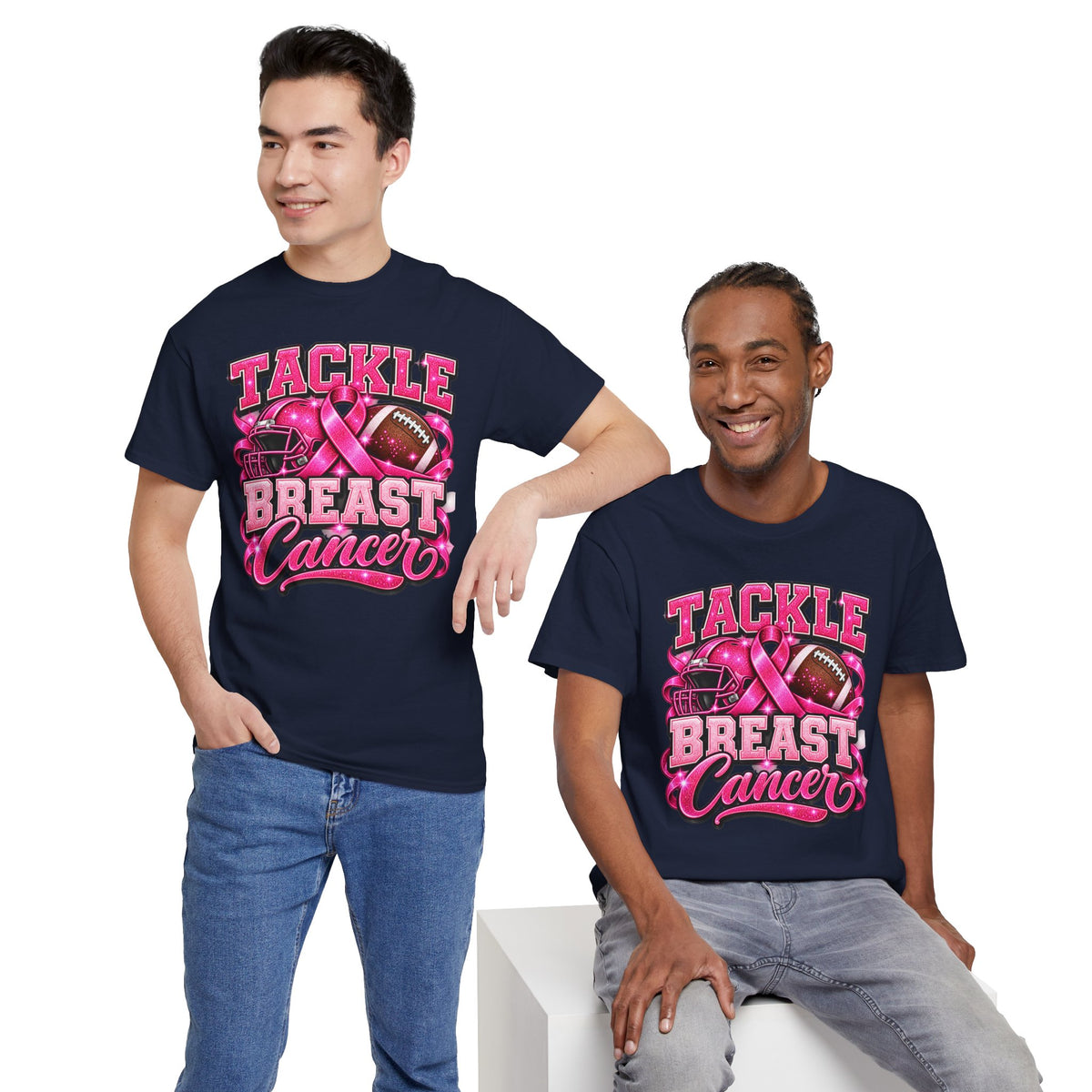 T-Shirt — "Tackle Breast Cancer" Pink Football Awareness Tee
