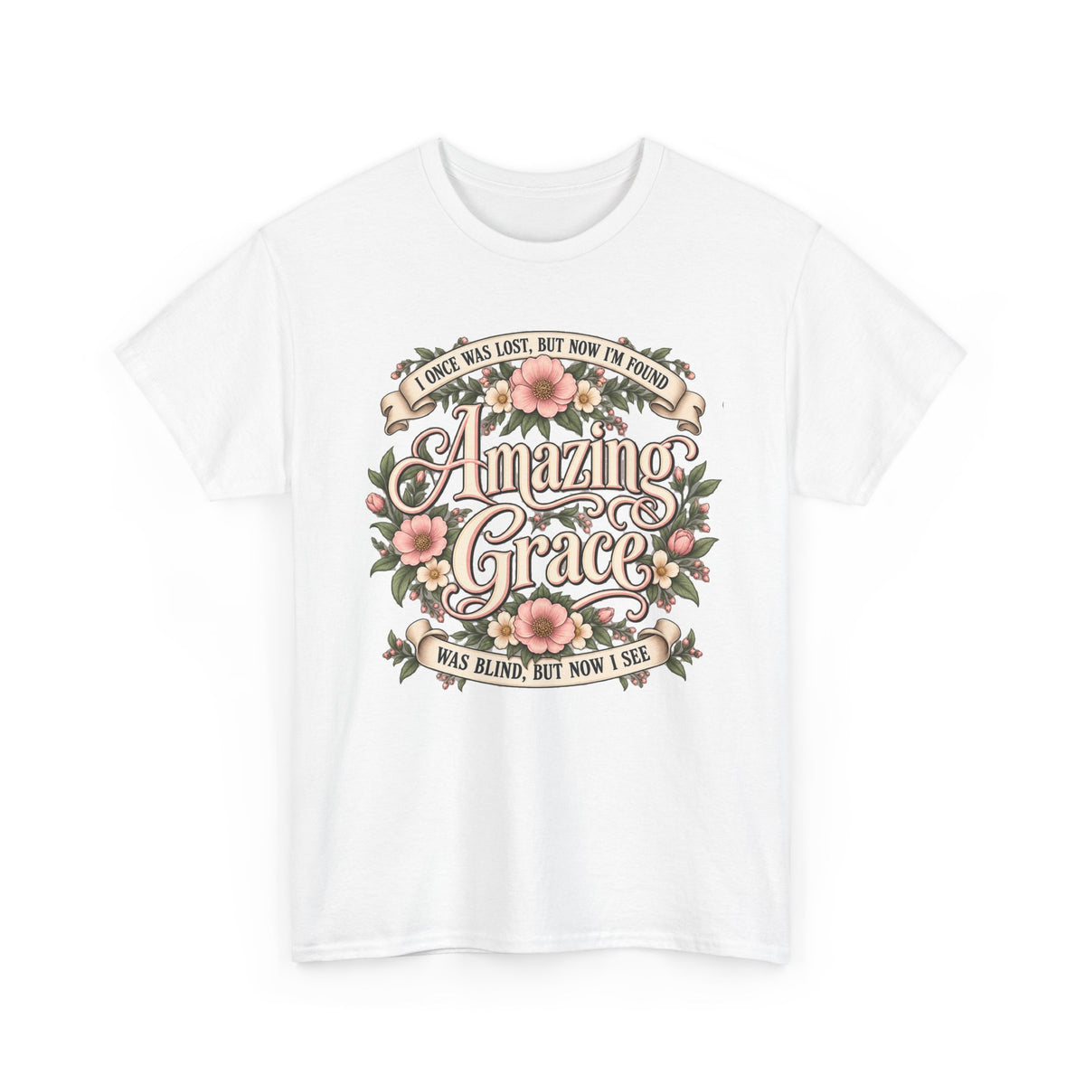 Amazing Grace Floral T-Shirt — Vintage Christian Faith Tee