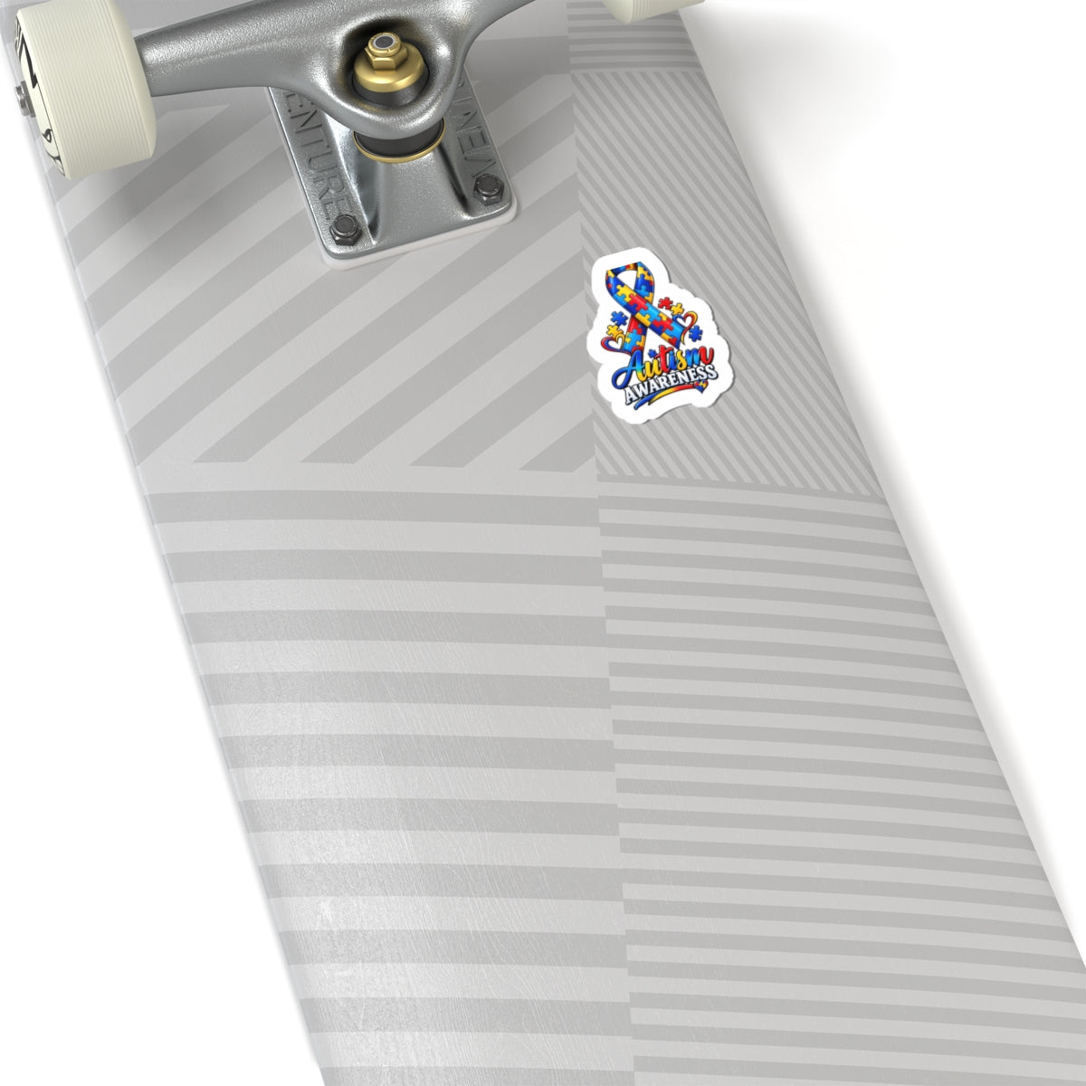 Autism Awareness Ribbon Kiss-Cut Sticker — Colorful Puzzle Heart Support Decal