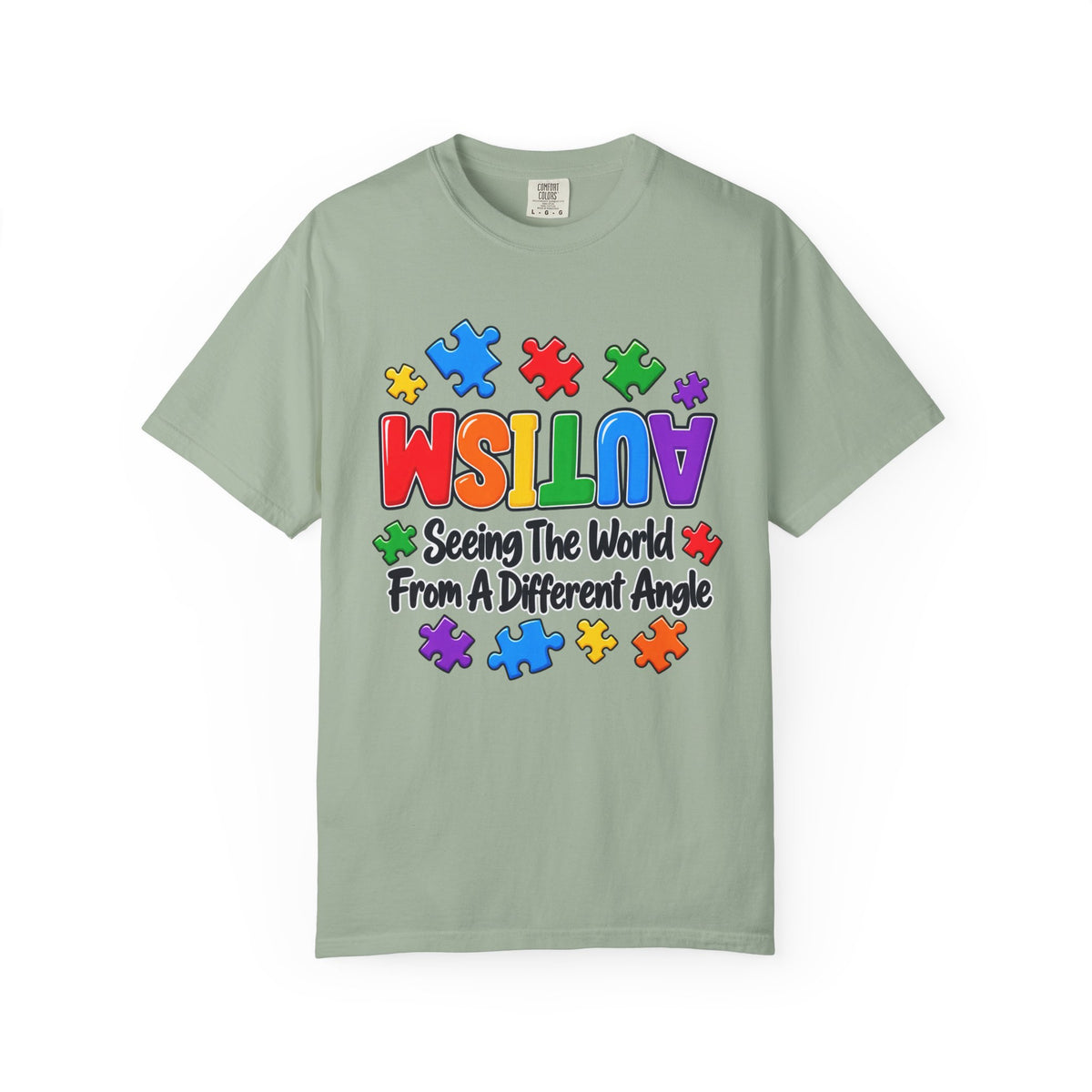 Autism Awareness T-Shirt — "Seeing the World From a Different Angle" Puzzle Design