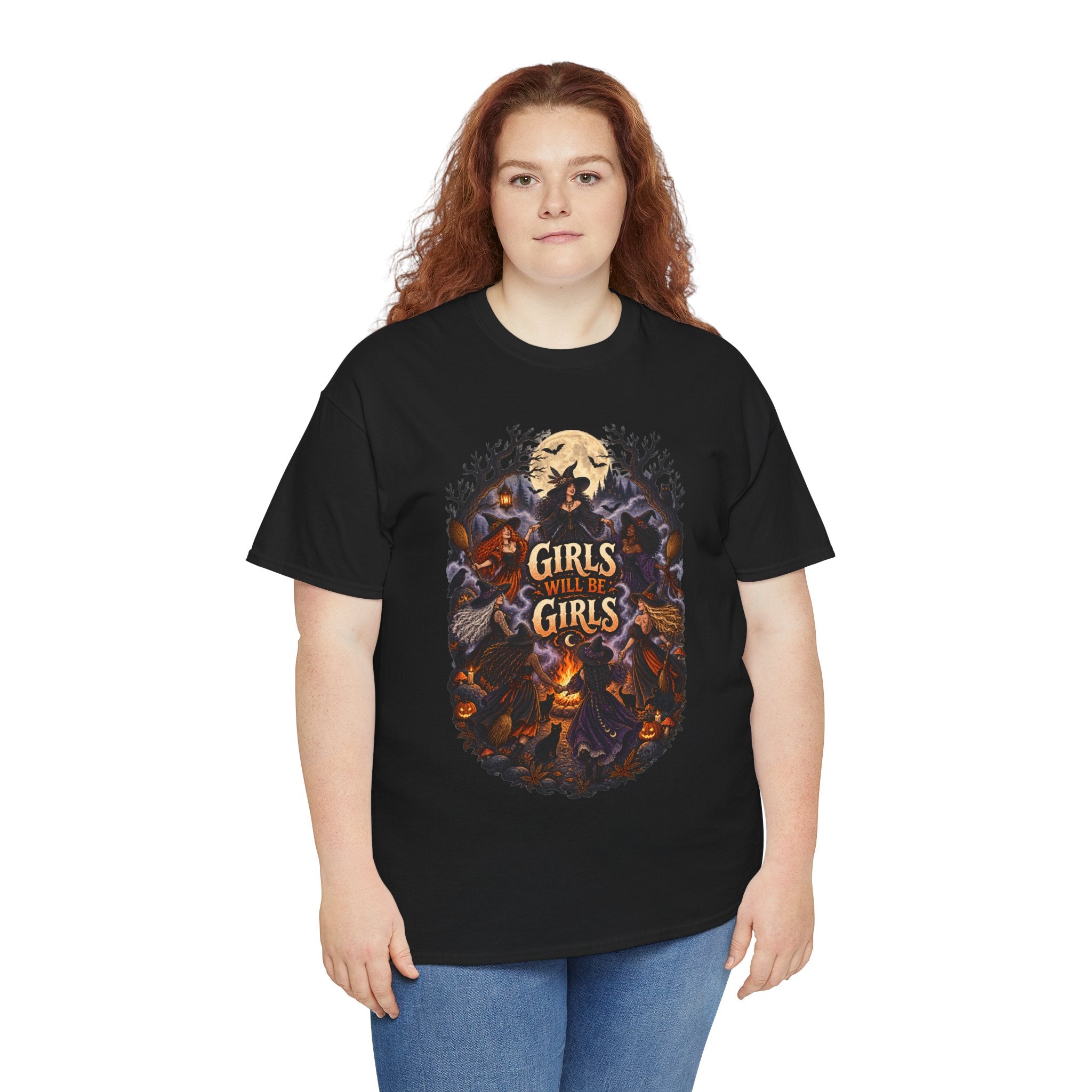 Girls Will Be Girls T-Shirt — Witchy Campfire Illustration Tee