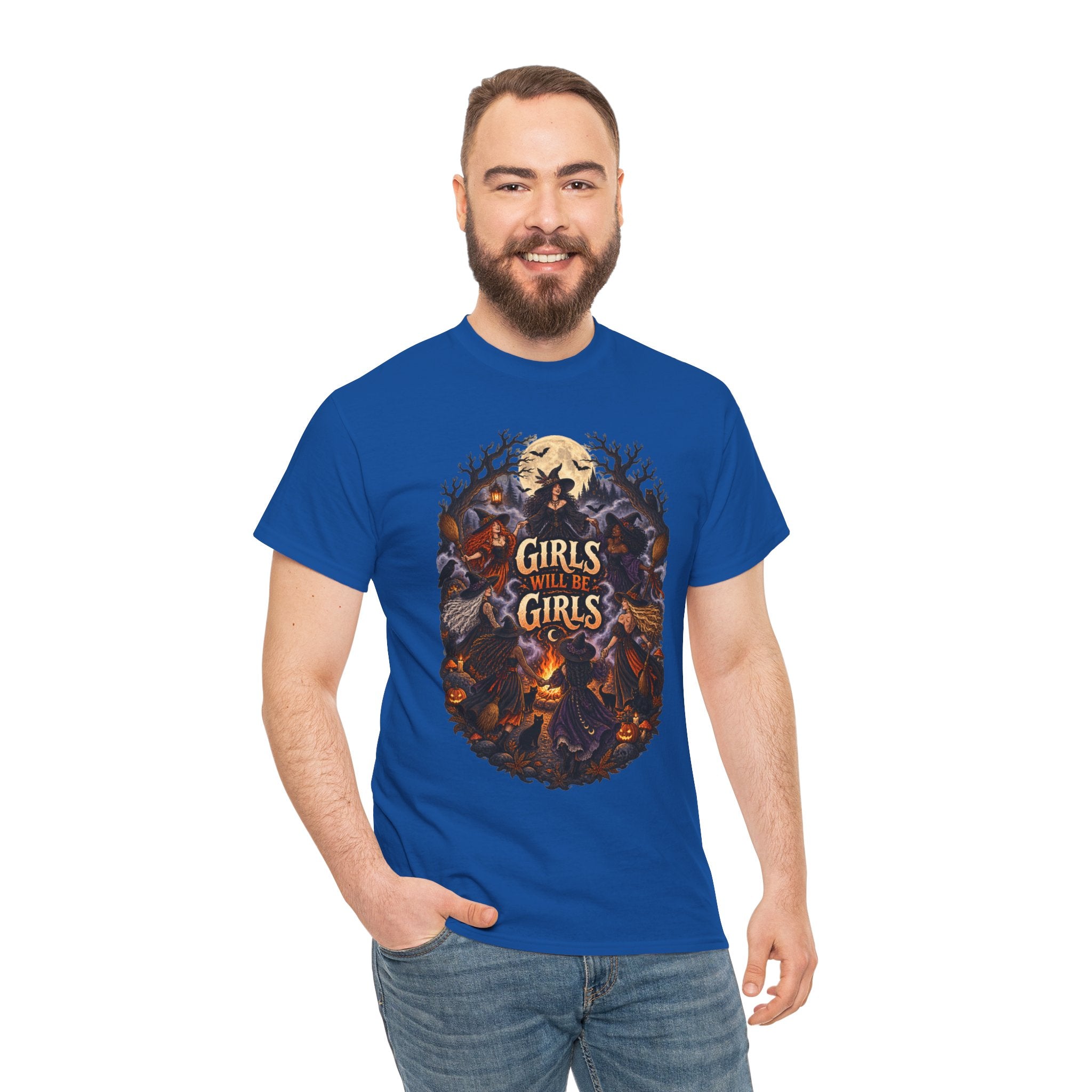 Girls Will Be Girls T-Shirt — Witchy Campfire Illustration Tee