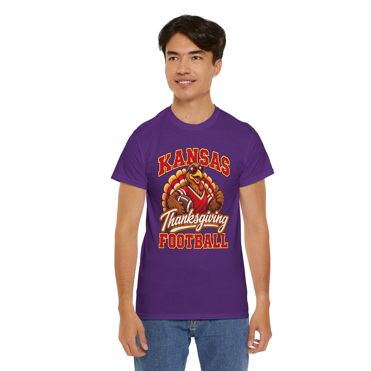 Kansas Thanksgiving Football T‑Shirt — Turkey Mascot Holiday Game Tee