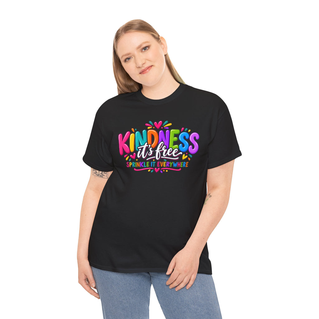 Kindness Is Free Rainbow Tee — Cute Positive Message T-Shirt