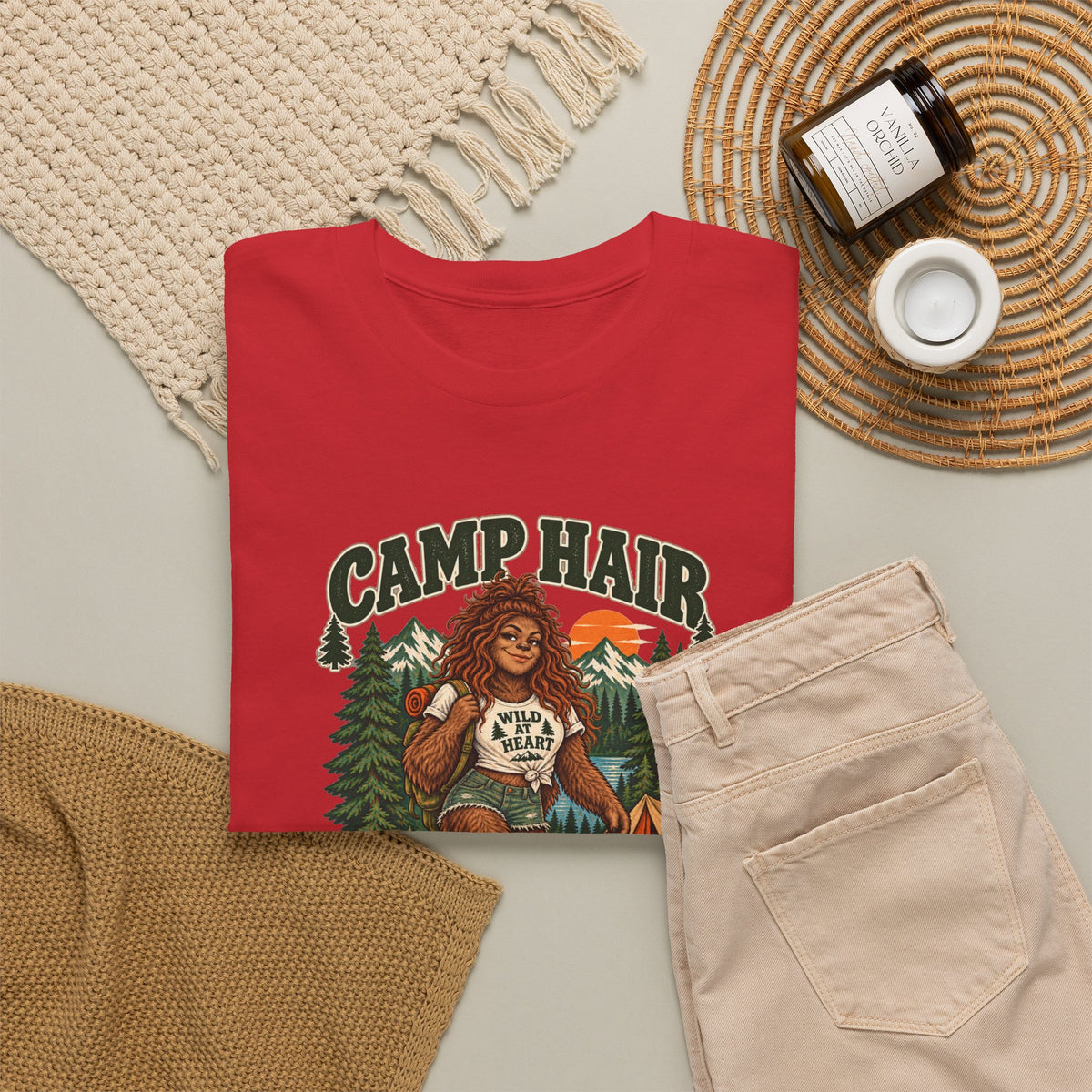Camp Hair Don't Care T-Shirt — Retro Camping Graphic Tee