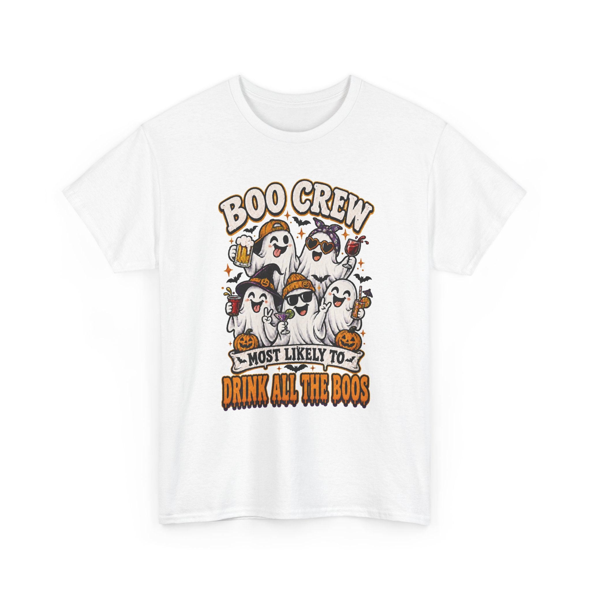 Boo Crew Halloween Tee — “Most Likely To Drink All The Boos” Ghost Party Shirt
