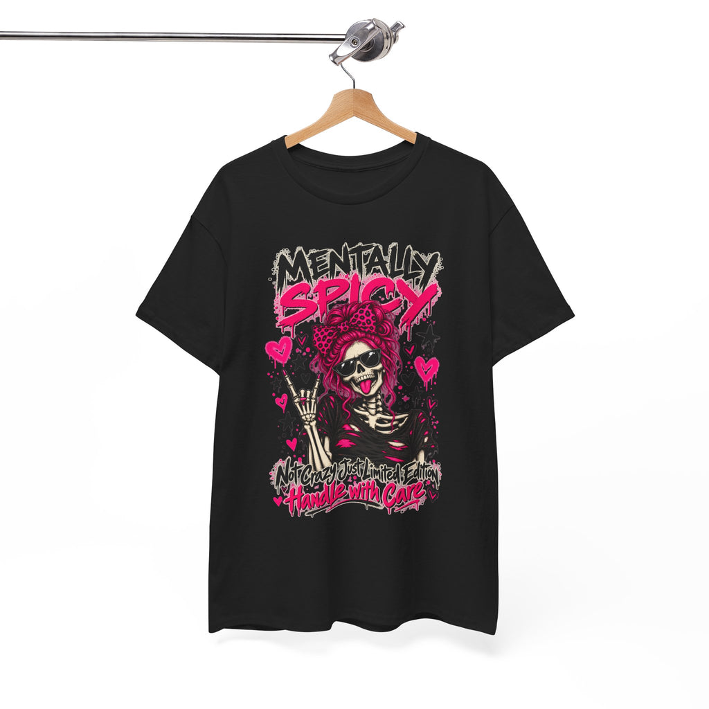 Mentally Spicy Skeleton Graphic T-Shirt
