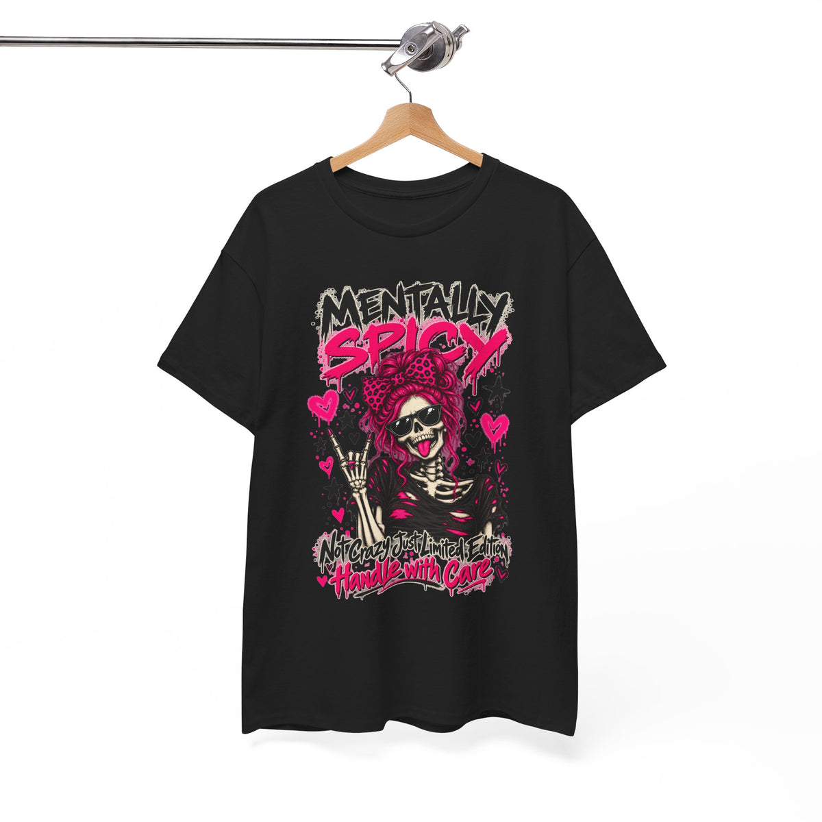 Mentally Spicy Skeleton Graphic T-Shirt