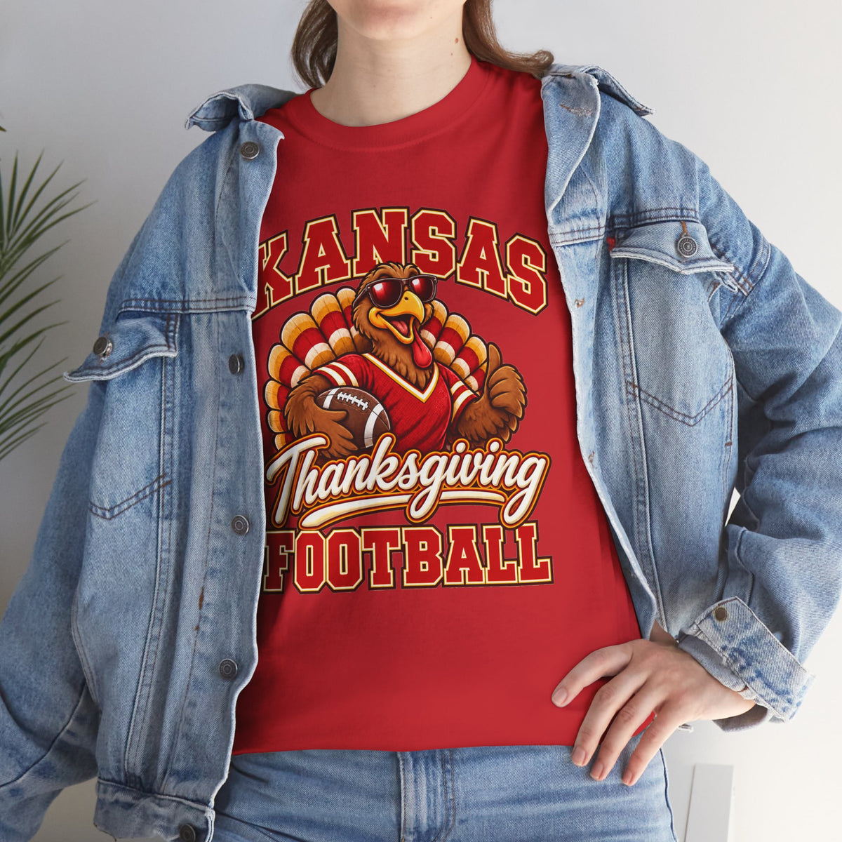 Kansas Thanksgiving Football T‑Shirt — Turkey Mascot Holiday Game Tee