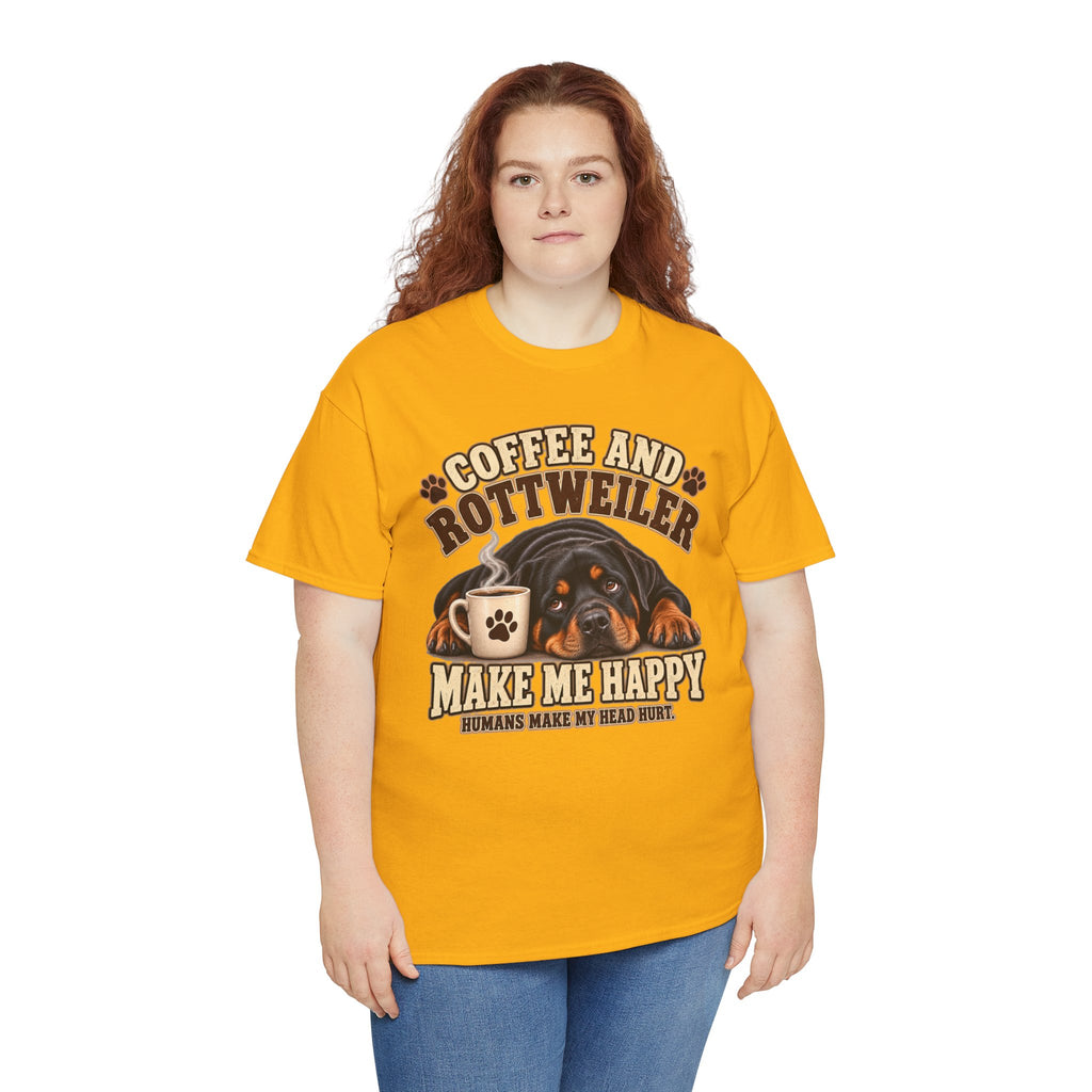 Coffee and Rottweiler Tee — "Coffee and Rottweiler Make Me Happy" Dog Lover Shirt