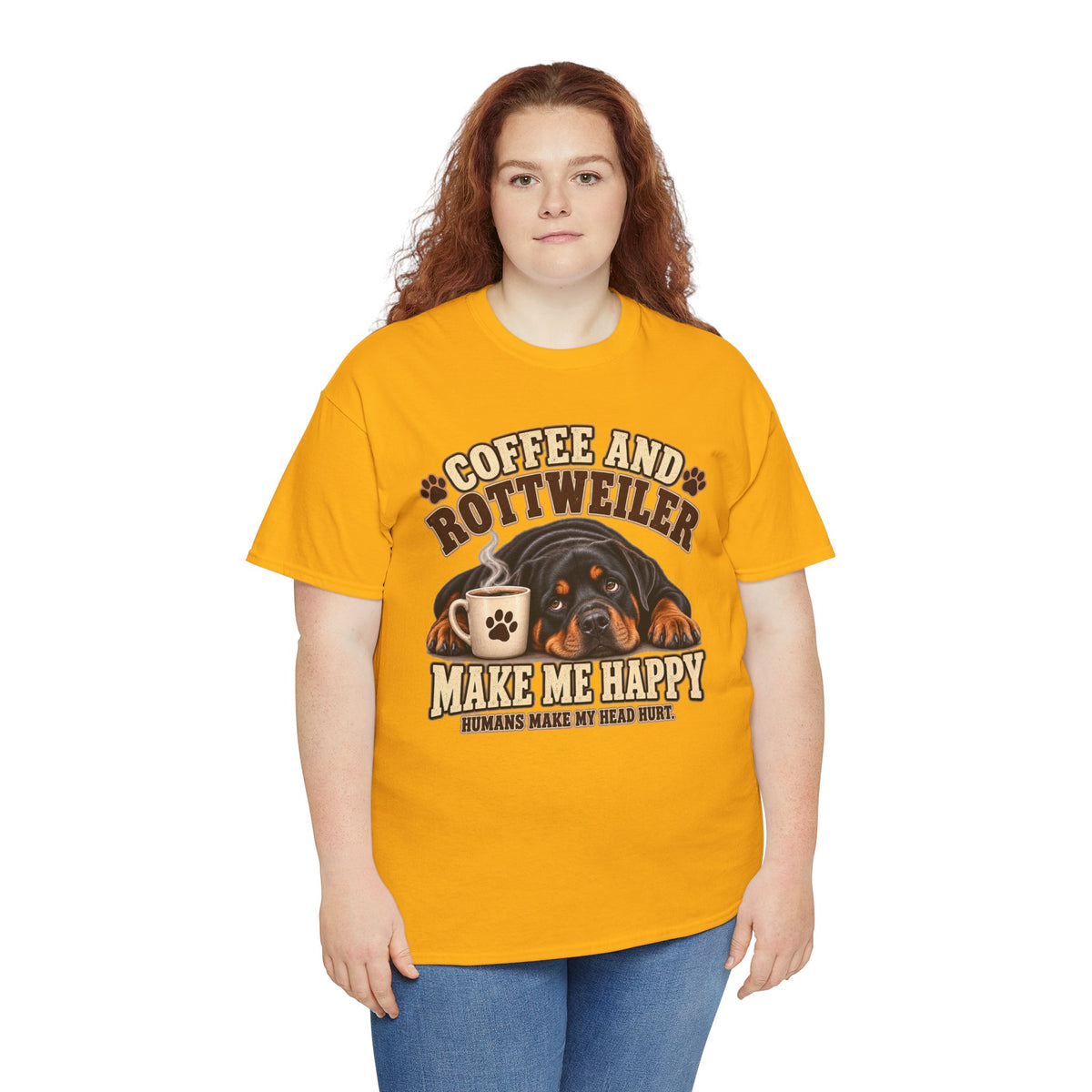 Coffee and Rottweiler Tee — "Coffee and Rottweiler Make Me Happy" Dog Lover Shirt