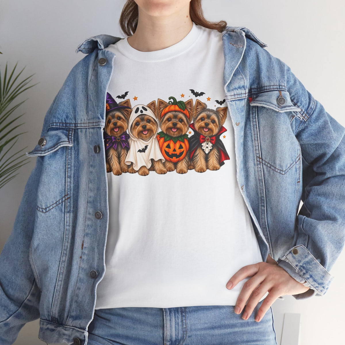 Halloween Yorkie T-Shirt — Cute Yorkies in Costumes (Pumpkin, Ghost, Witch, Vampire)