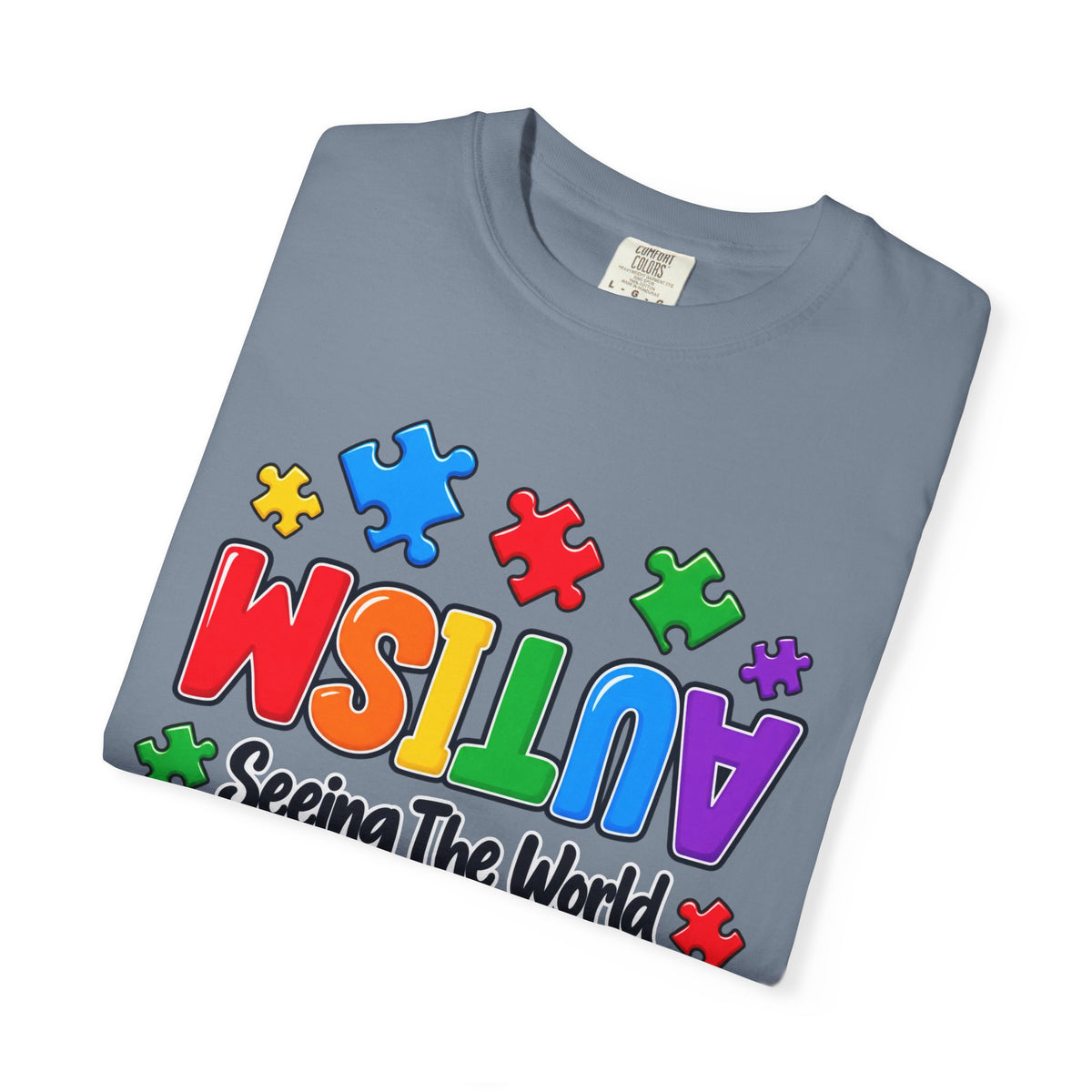 Autism Awareness T-Shirt — "Seeing the World From a Different Angle" Puzzle Design