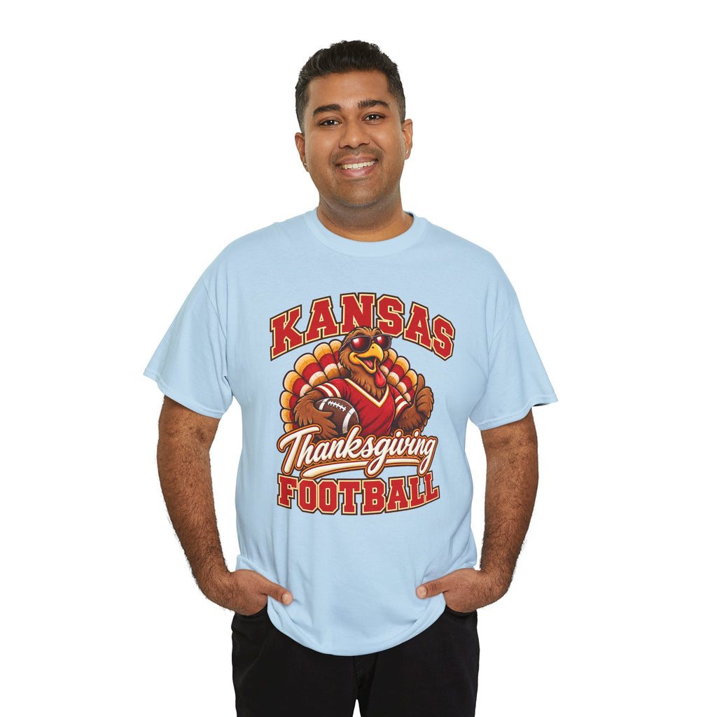Kansas Thanksgiving Football T‑Shirt — Turkey Mascot Holiday Game Tee