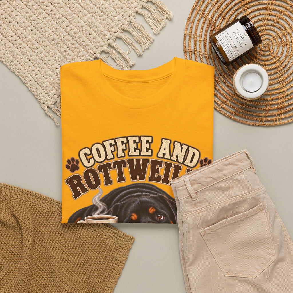 Coffee and Rottweiler Tee — "Coffee and Rottweiler Make Me Happy" Dog Lover Shirt