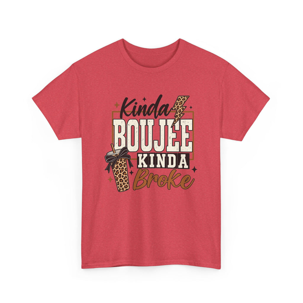 Kinda Boujee Kinda Broke Tee — Leopard Coffee Cup Graphic Shirt