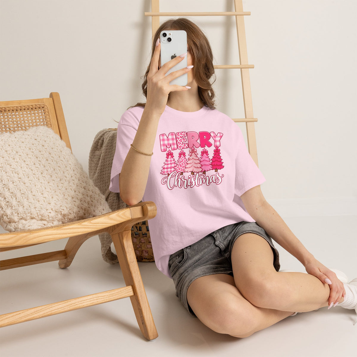 Merry Christmas Pink Christmas Tree T-Shirt