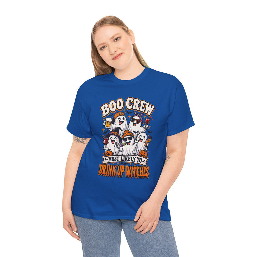 Boo Crew Halloween Tee — "Most Likely to Drink Up Witches" Ghost Party Shirt
