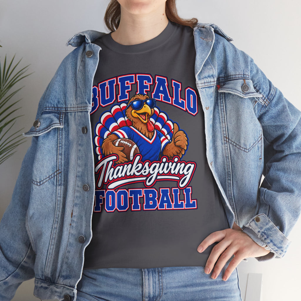 Buffalo Thanksgiving Football T-Shirt — Turkey Mascot Game Day Tee
