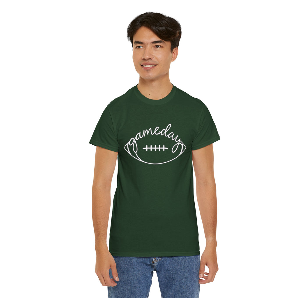 Gameday Football Tee — 'gameday' Script Football Graphic T-Shirt