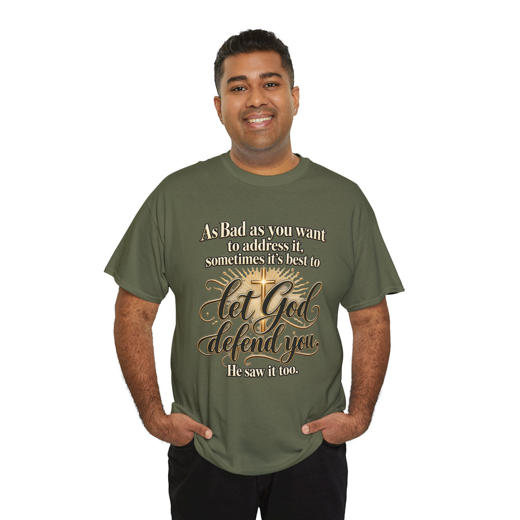 Let God Defend You Inspirational Christian T-Shirt
