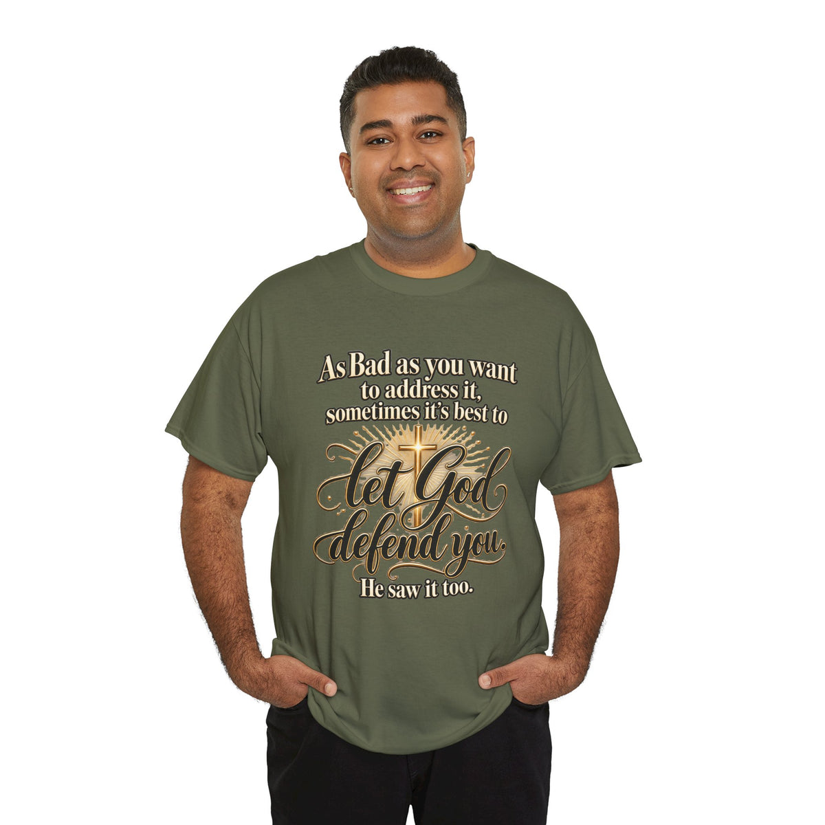 Let God Defend You Inspirational Christian T-Shirt