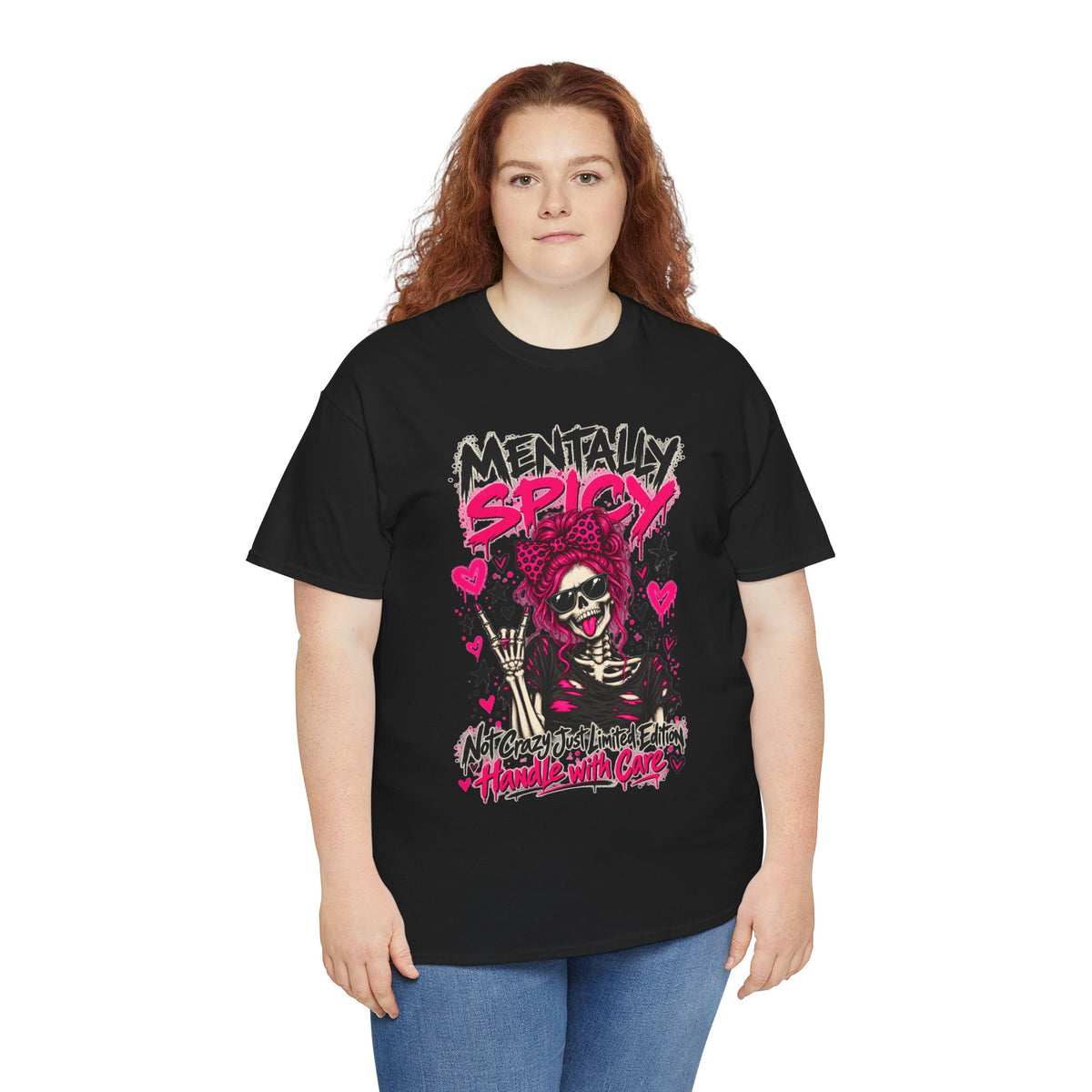 Mentally Spicy Skeleton Graphic T-Shirt
