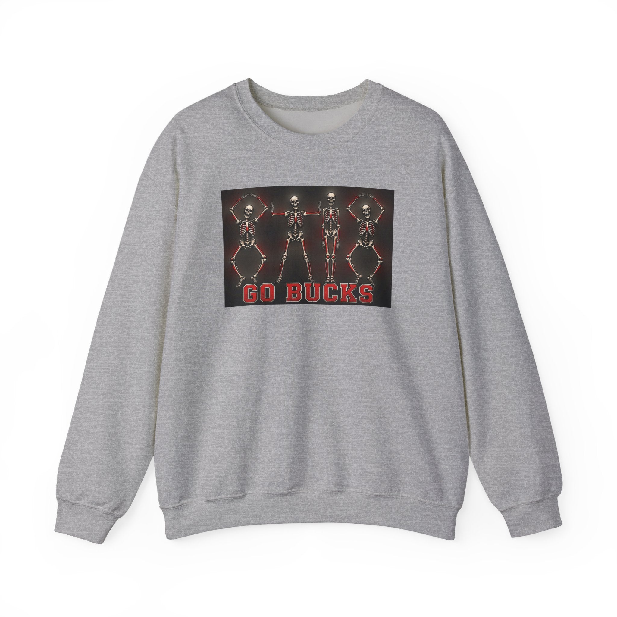 Crewneck Sweatshirt — 'Go Bucks' Dance Skeletons Graphic