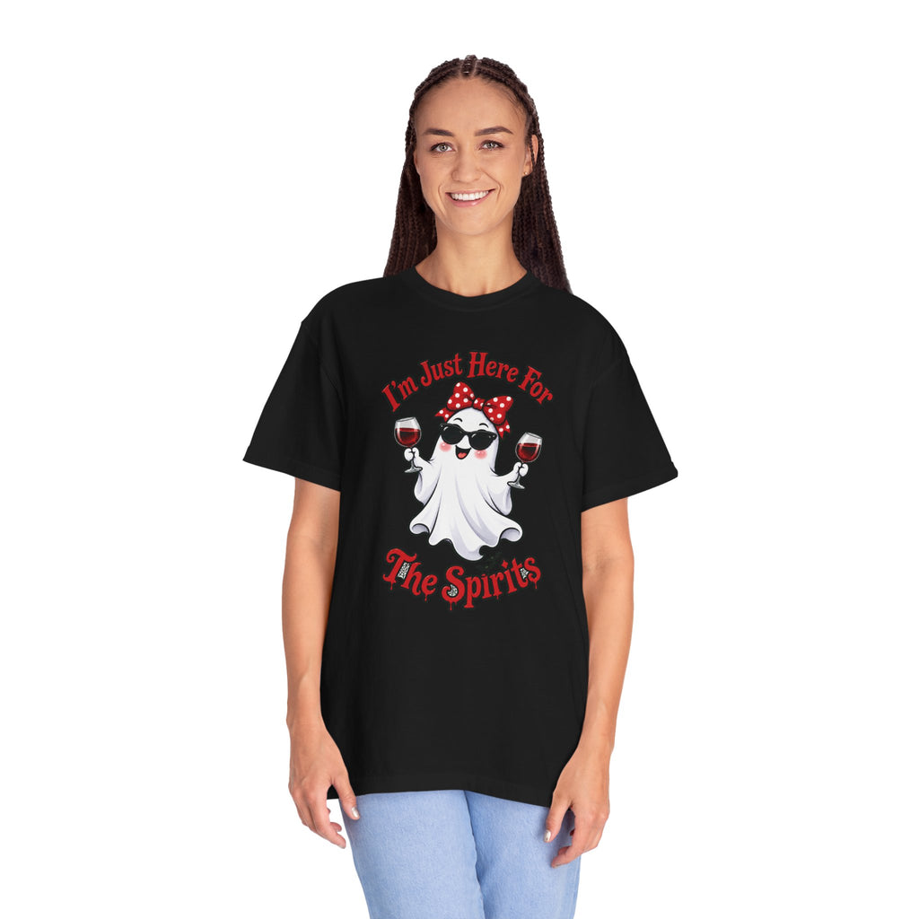 Wine Ghost T-Shirt — "I'm Just Here For The Spirits" Halloween Tee
