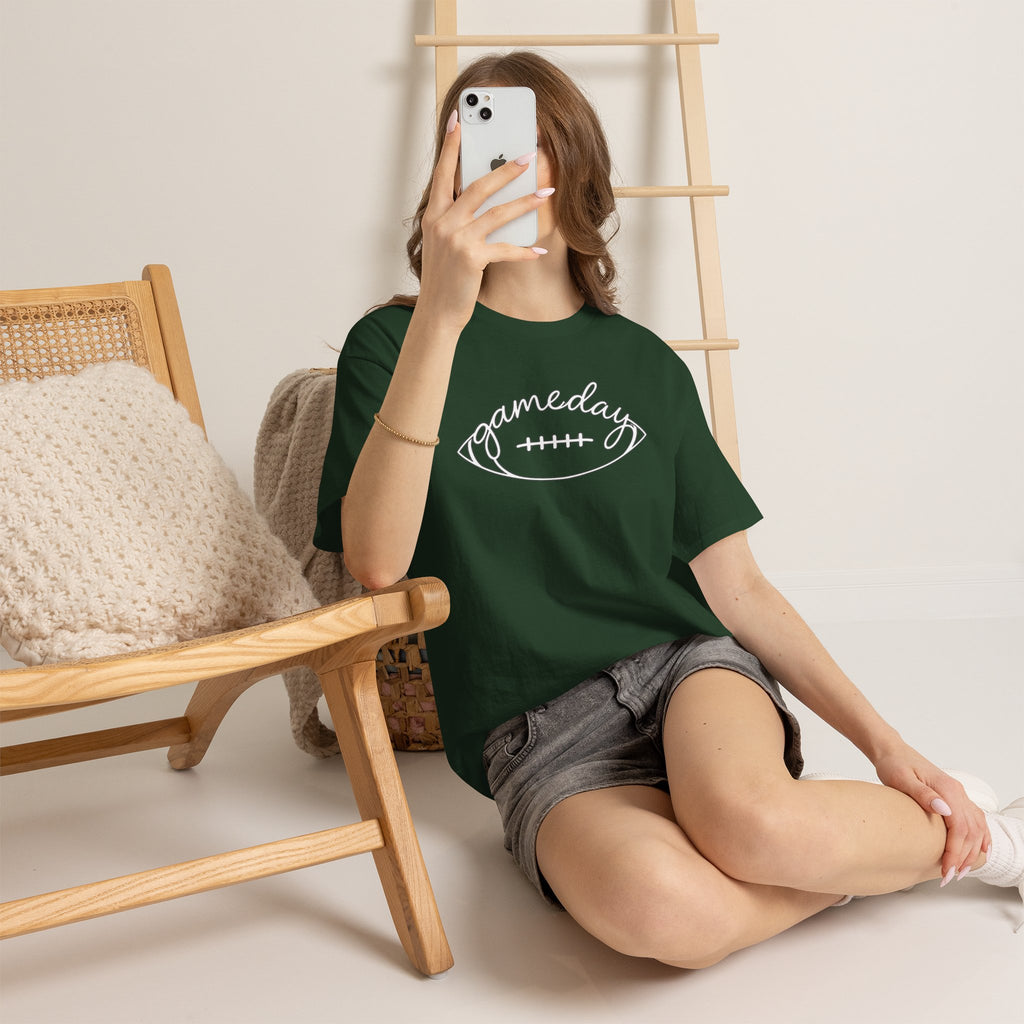 Gameday Football Tee — 'gameday' Script Football Graphic T-Shirt