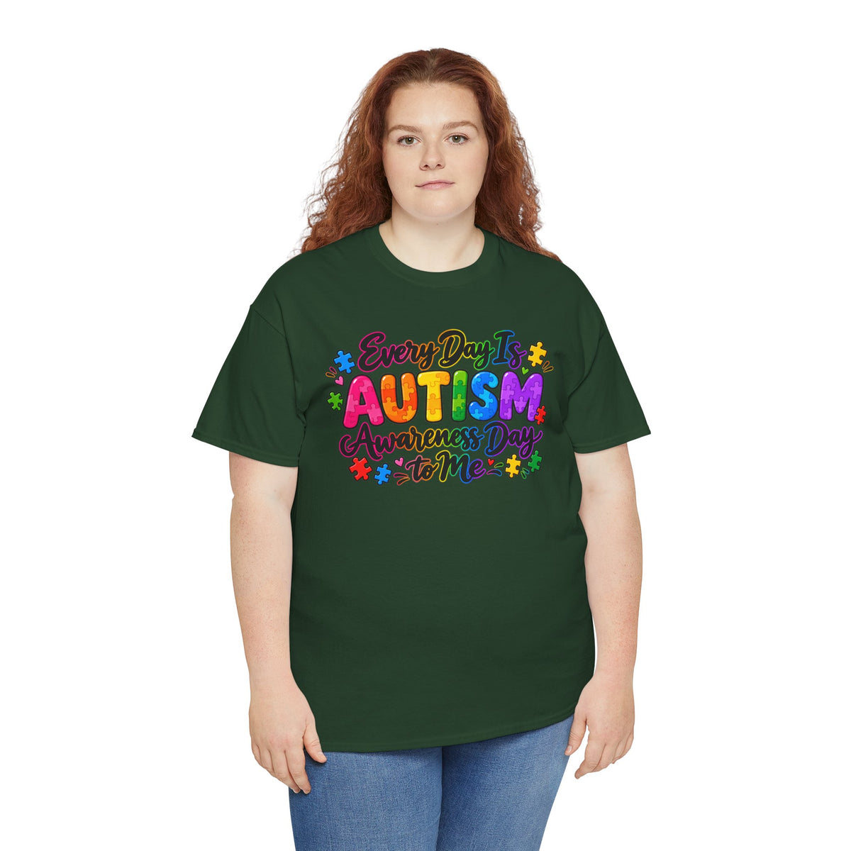 Autism Awareness T-Shirt — "Every Day Is Autism Awareness Day to Me" Colorful Puzzle Tee