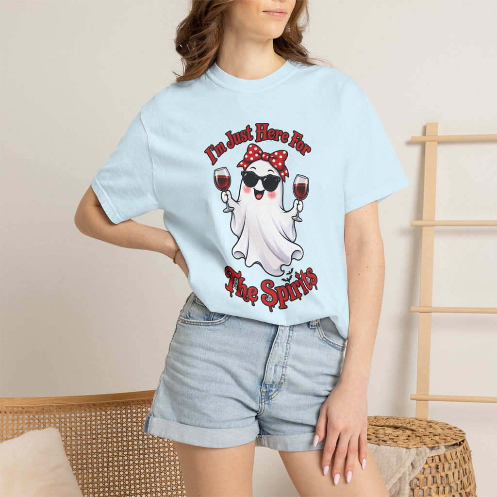 Wine Ghost T-Shirt — "I'm Just Here For The Spirits" Halloween Tee