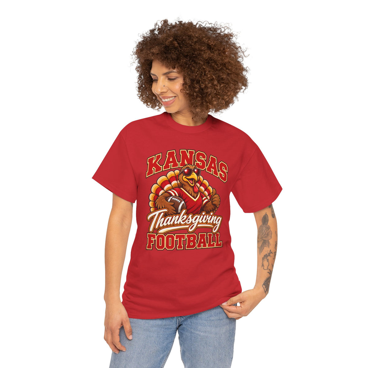 Kansas Thanksgiving Football T‑Shirt — Turkey Mascot Holiday Game Tee