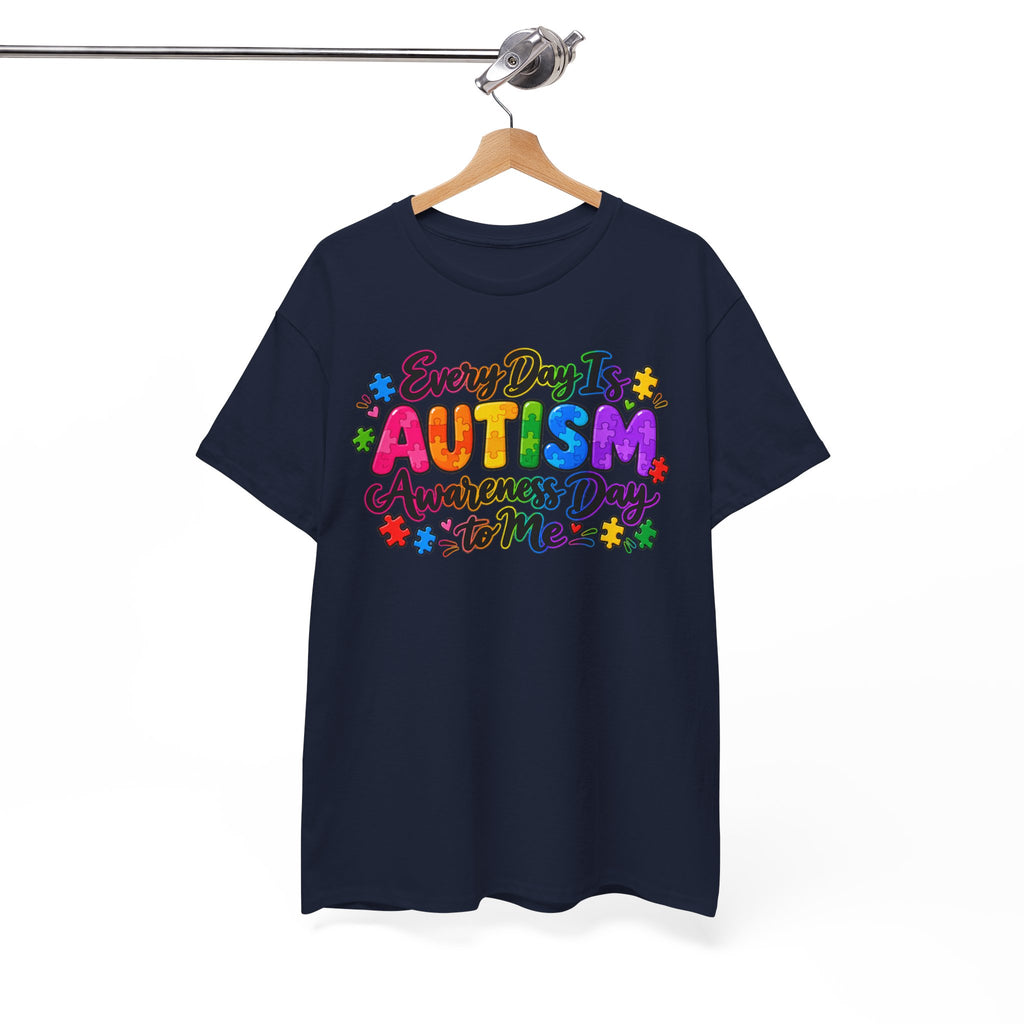Autism Awareness T-Shirt — "Every Day Is Autism Awareness Day to Me" Colorful Puzzle Tee