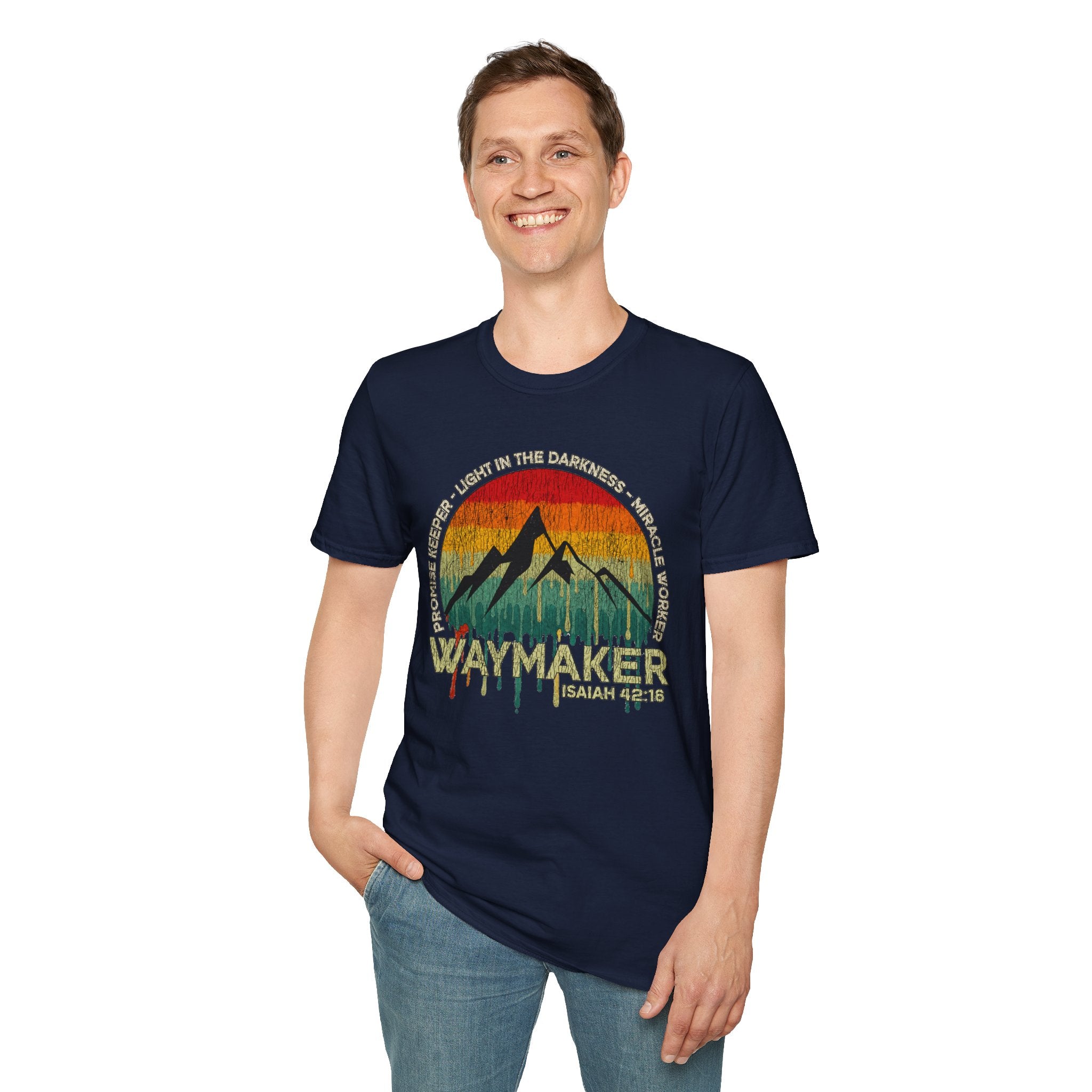 Waymaker Mountain T-Shirt — “Promise Keeper, Light in the Darkness” Christian Graphic Tee