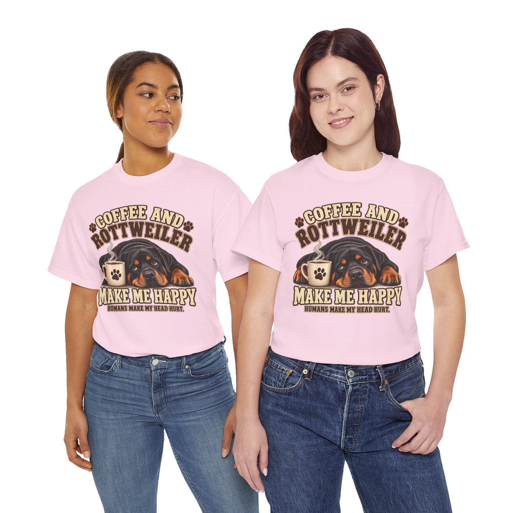 Coffee and Rottweiler Tee — "Coffee and Rottweiler Make Me Happy" Dog Lover Shirt