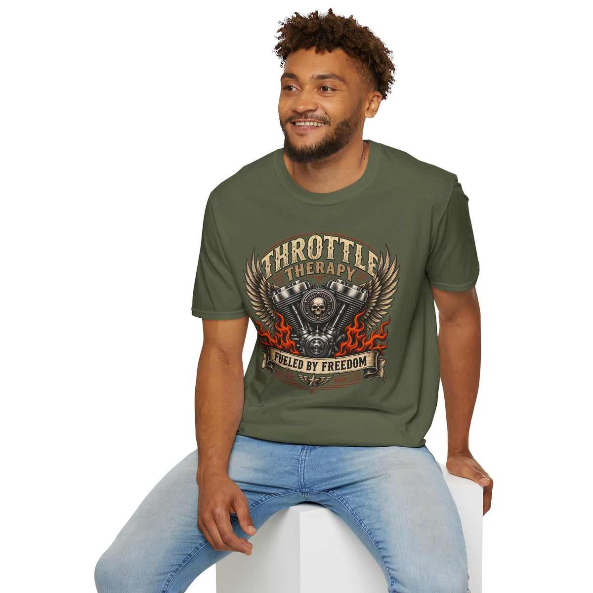 Throttle Therapy Motorcycle T‑Shirt — Fueled by Freedom Riding Tee