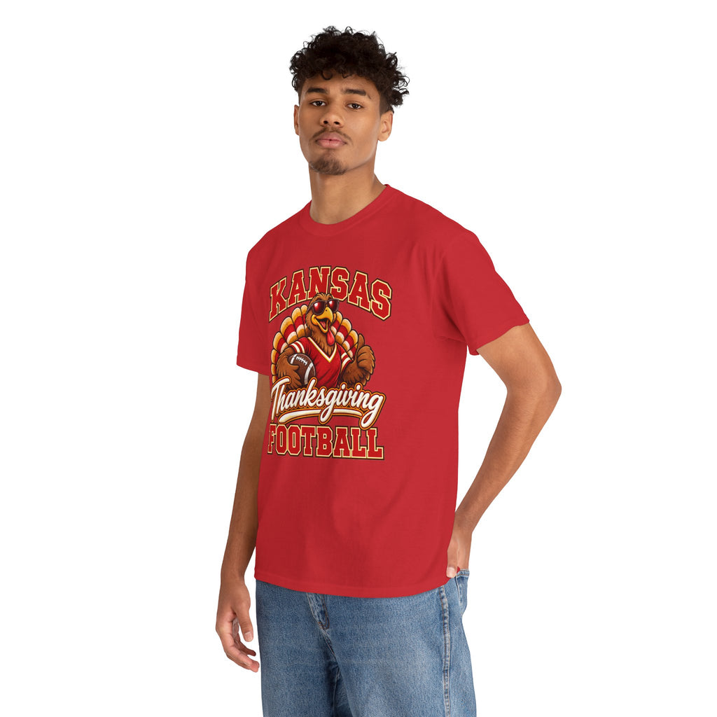 Kansas Thanksgiving Football T‑Shirt — Turkey Mascot Holiday Game Tee