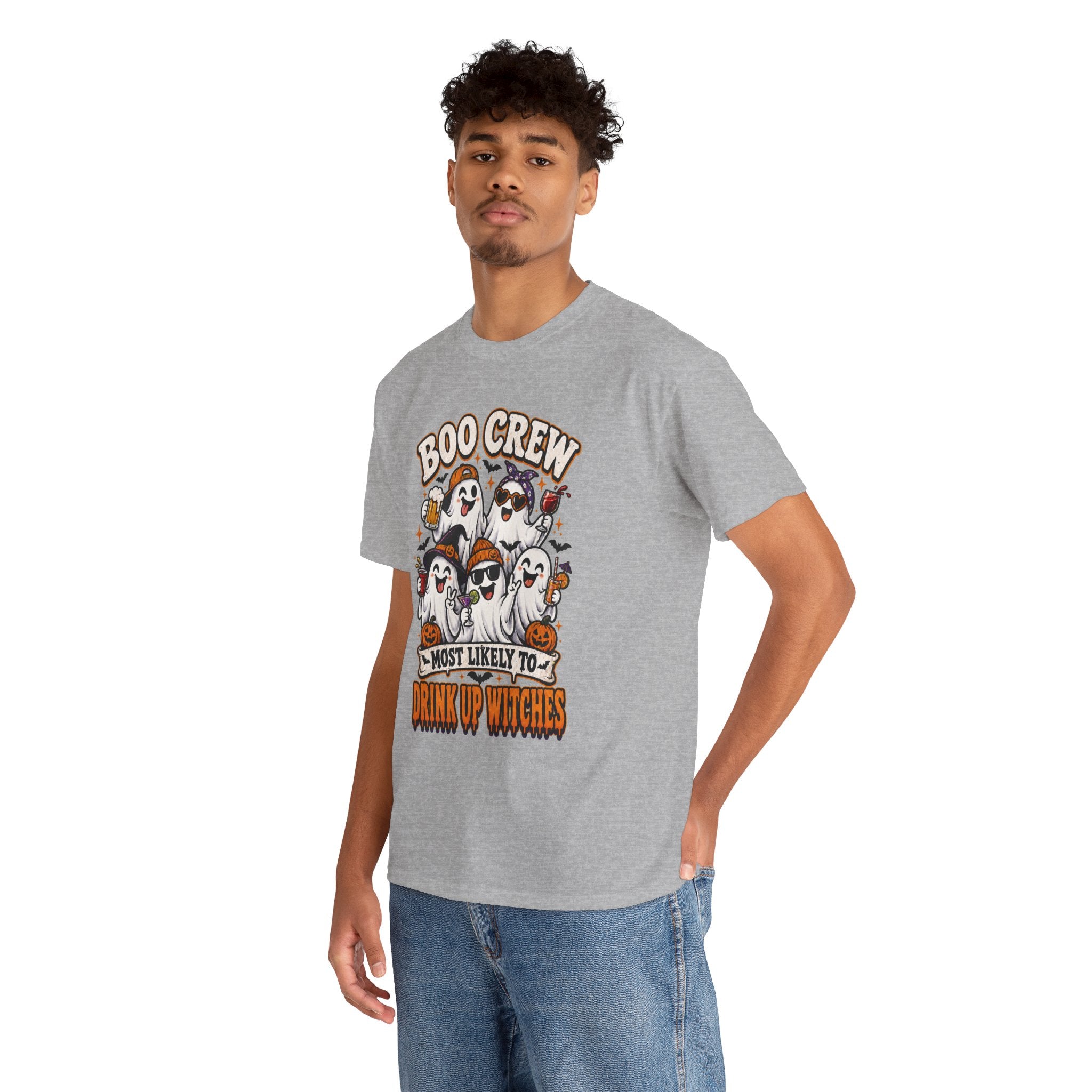 Boo Crew Halloween Tee — "Most Likely to Drink Up Witches" Ghost Party Shirt