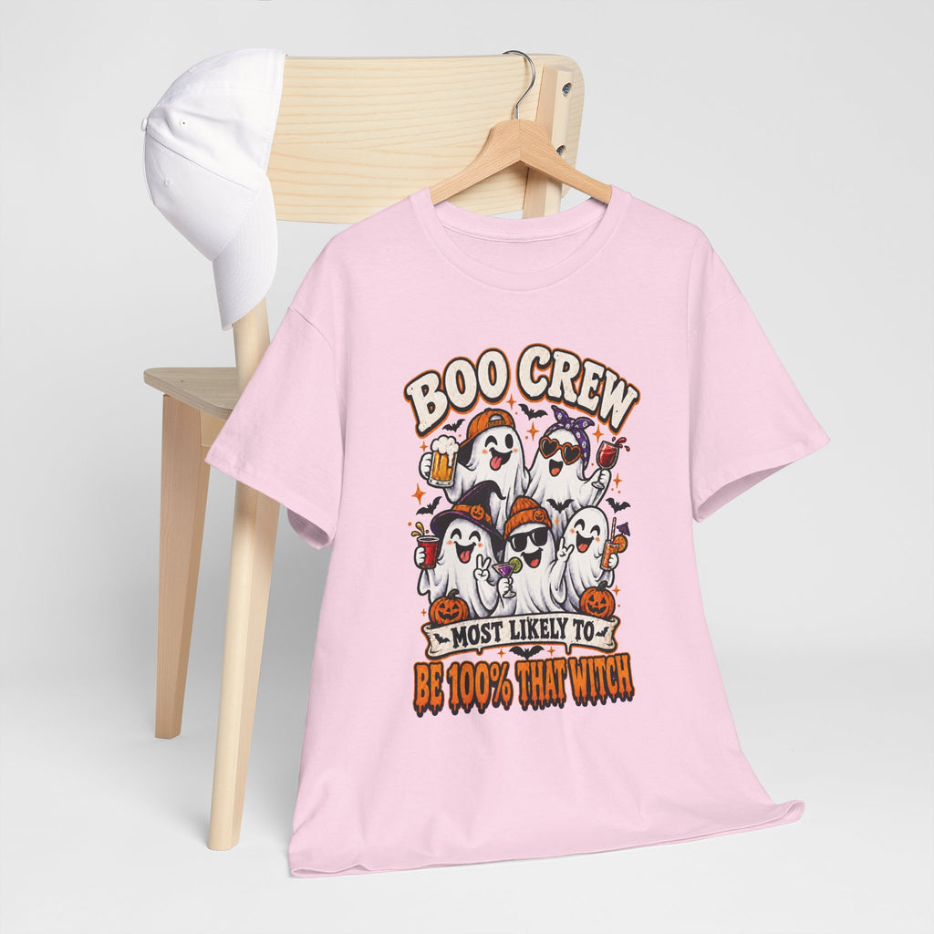Boo Crew Halloween T-Shirt – "Most Likely To Be 100% That Witch" Ghosts Tee